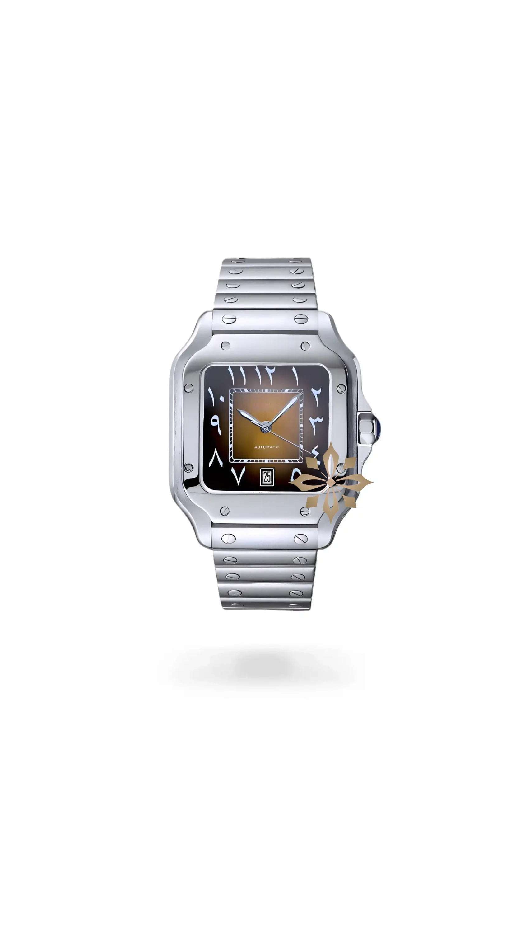Santeiko Mod Santos style watch arabic brown