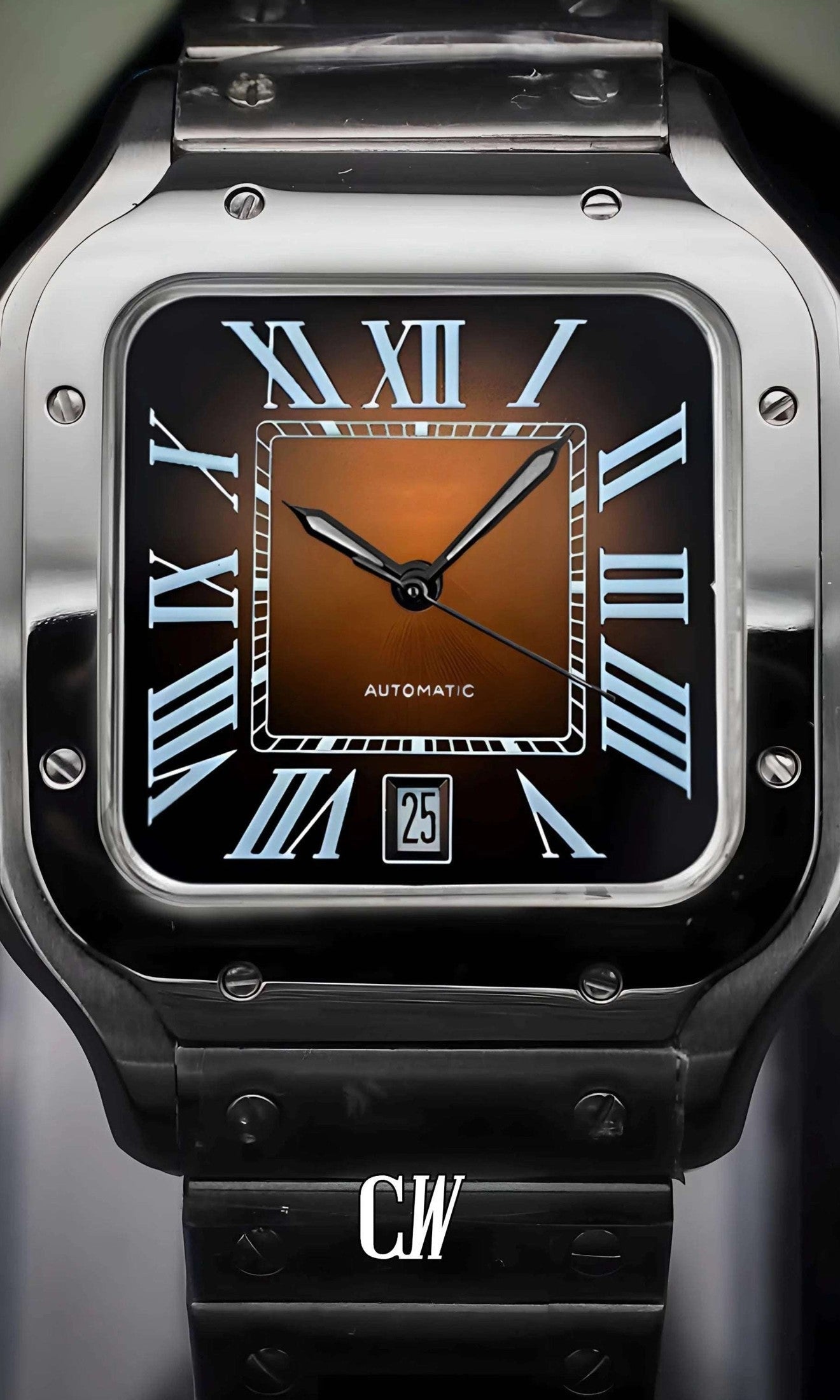 Santeiko Mod Santos style watch brown - Circa Watch Labs