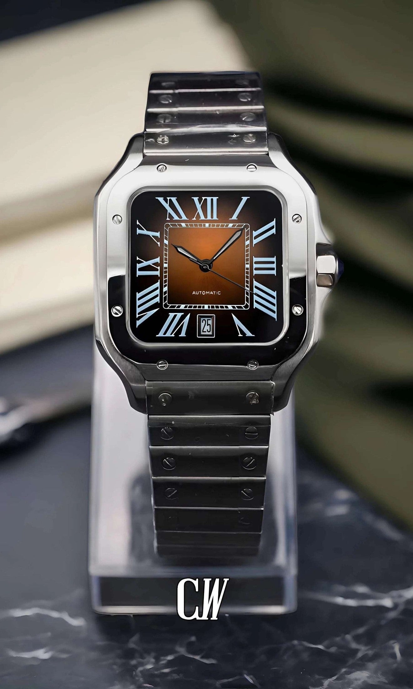 Santeiko Mod Santos style watch brown - Circa Watch Labs