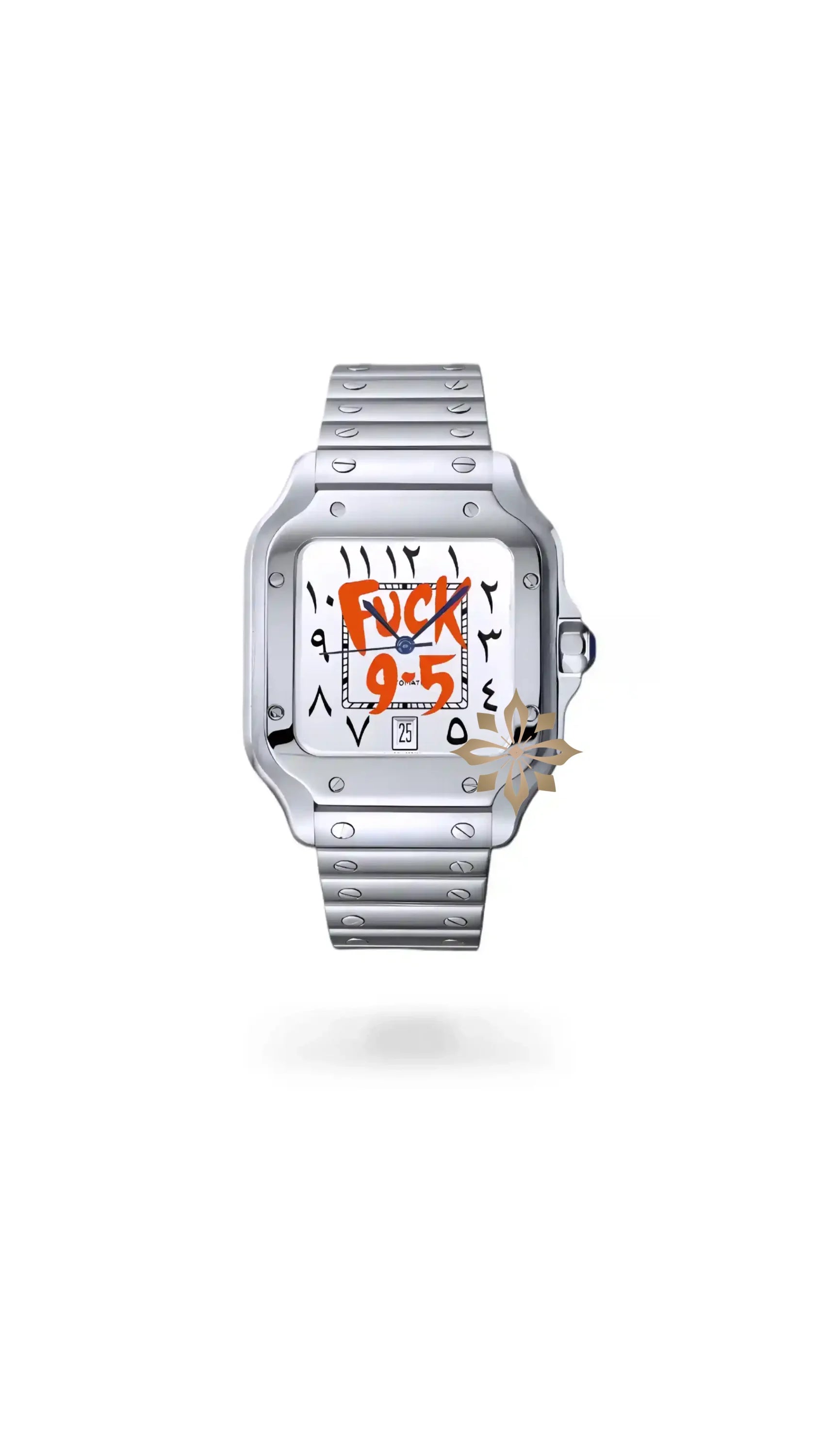 Santeiko Mod Santos style watch 'f*ck 9 - 5' arabic edition - Circa Watch Labs