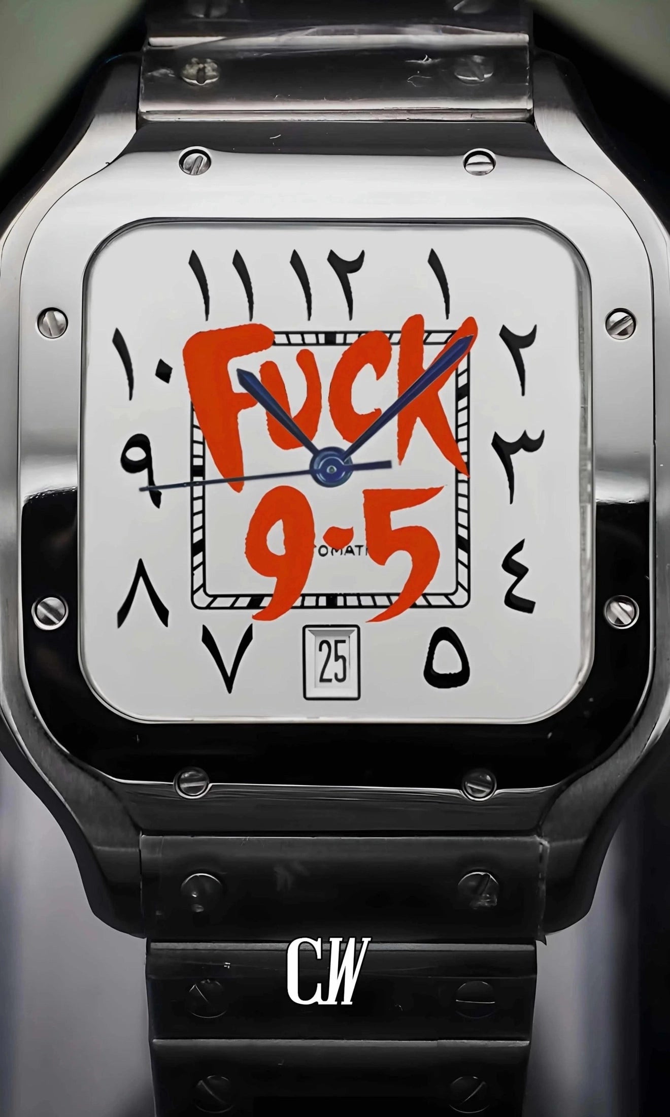 Santeiko Mod Santos style watch 'f*ck 9-5' arabic edition - Circa Watch Labs