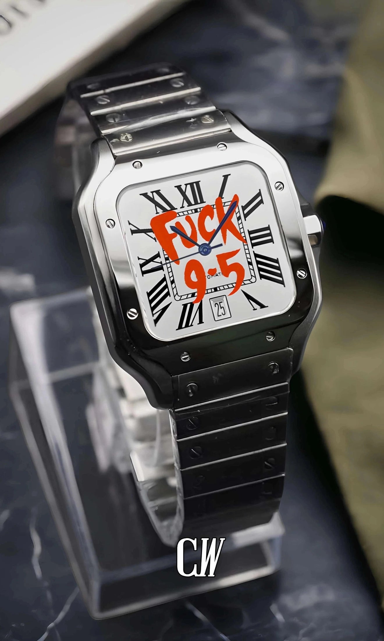 Santeiko Mod Santos style watch 'f*ck 9-5' limited edition - Circa Watch Labs