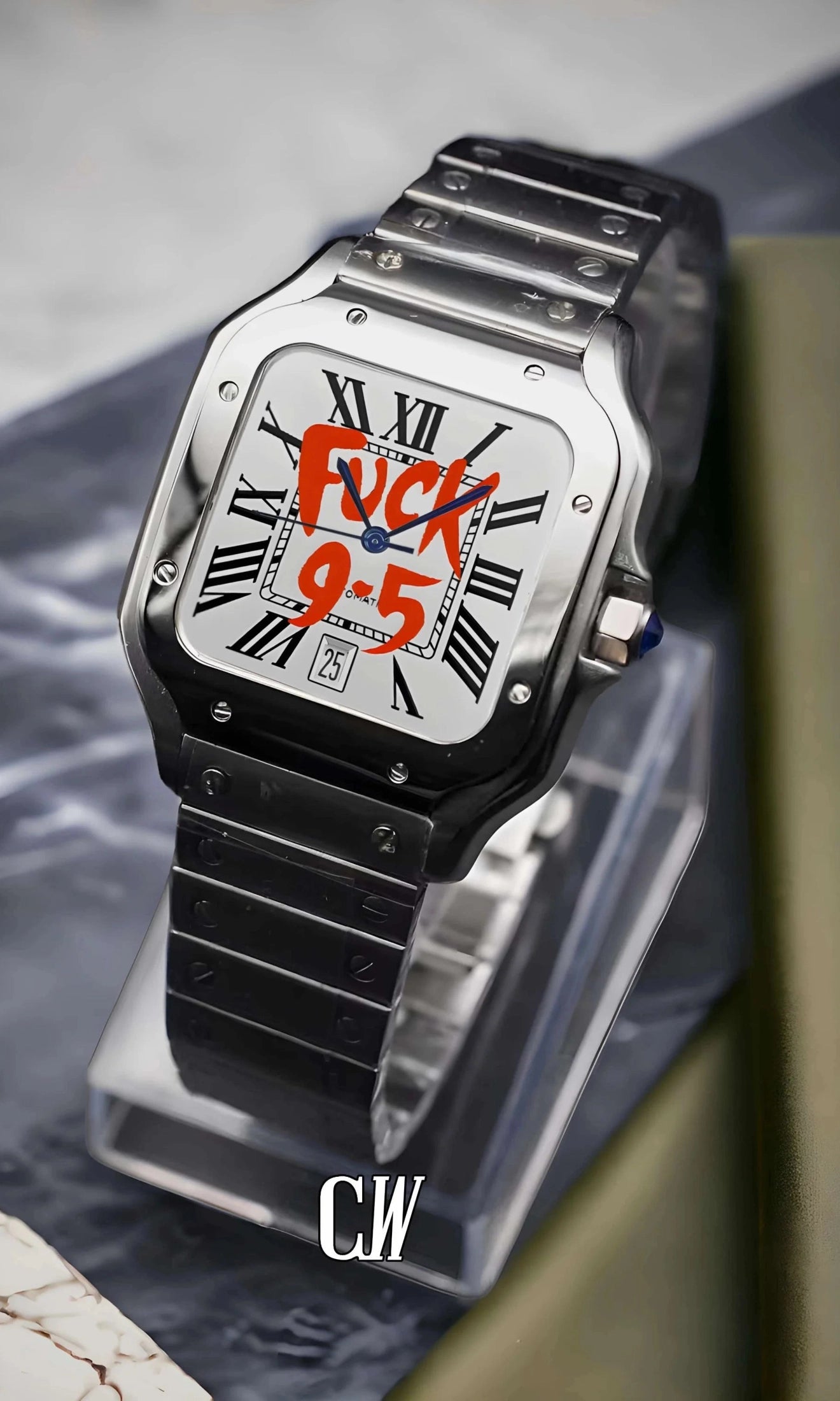Santeiko Mod Santos style watch 'f*ck 9-5' limited edition - Circa Watch Labs