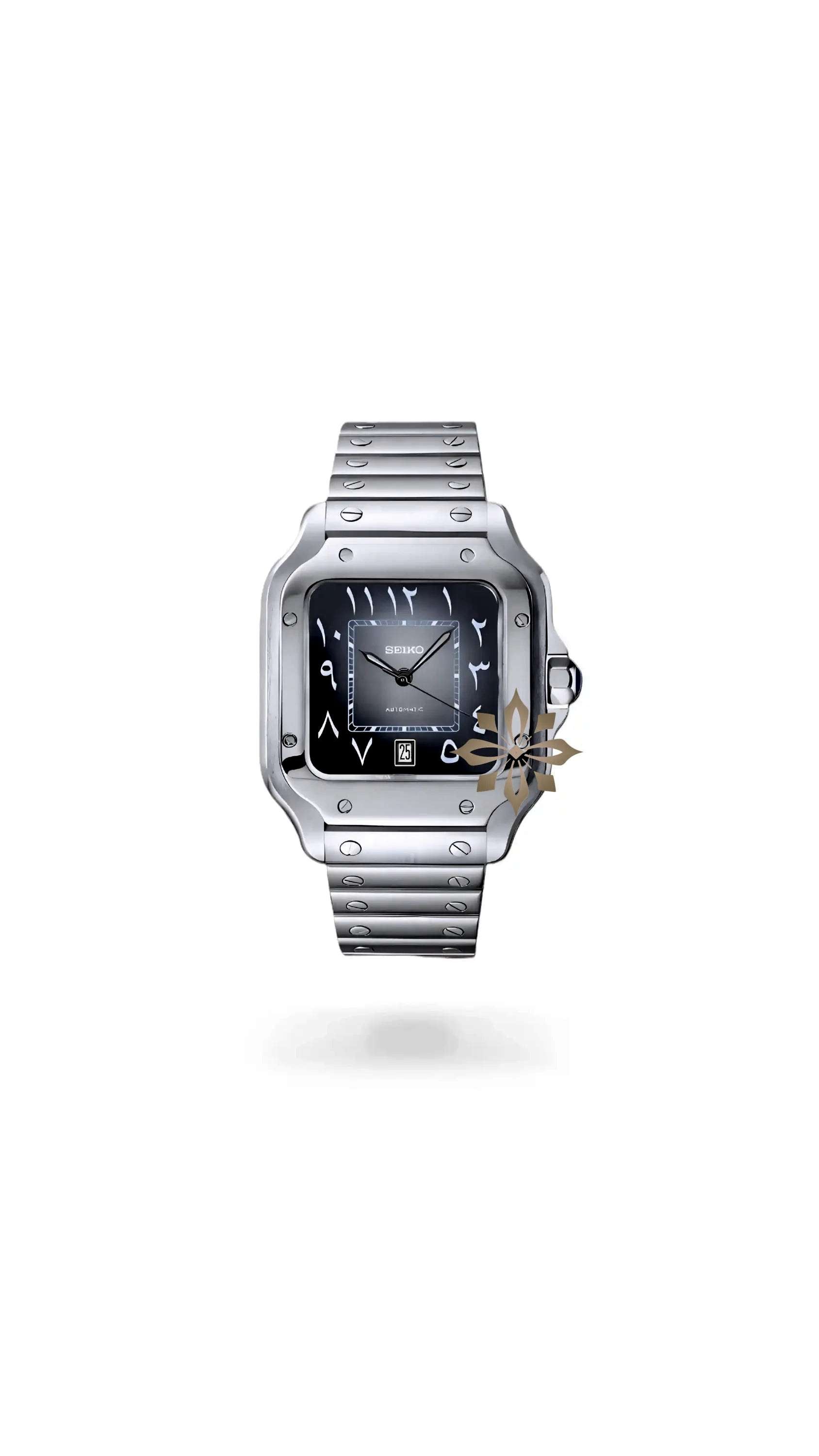 Santeiko Mod Santos style watch gray black arabic