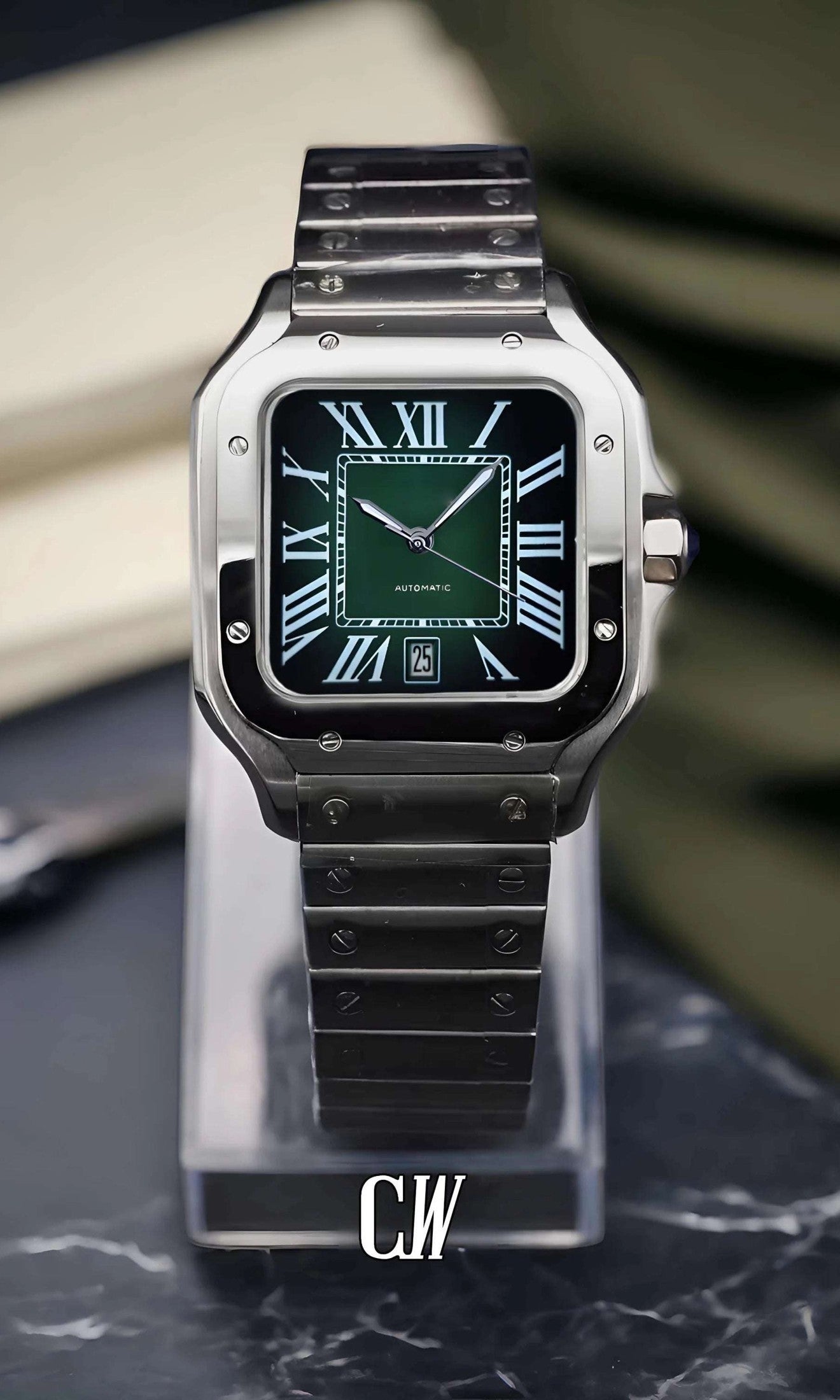 Santeiko Mod Santos style watch green - Circa Watch Labs