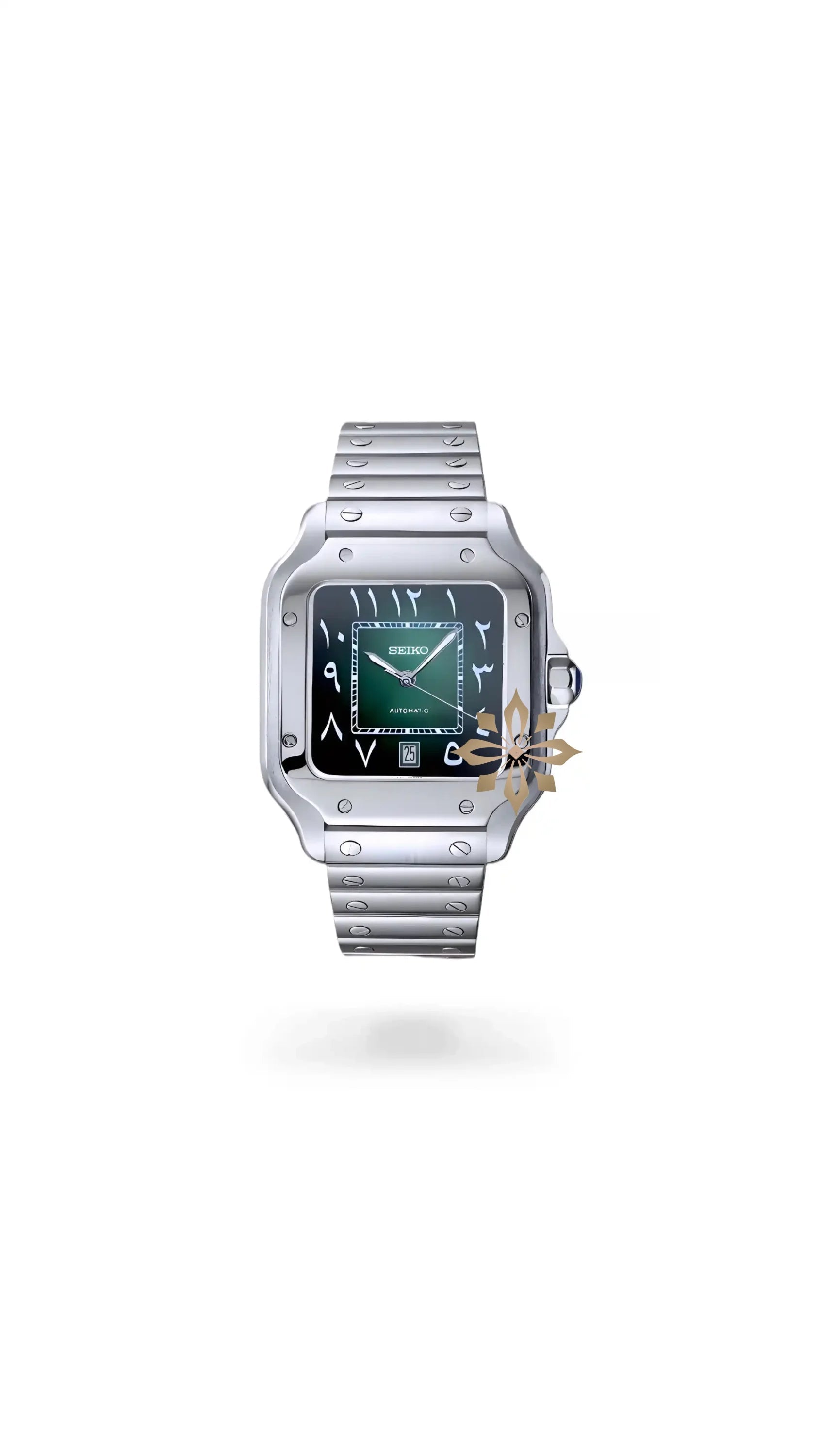 Santeiko Mod Santos style watch green arabic - Circa Watch Labs