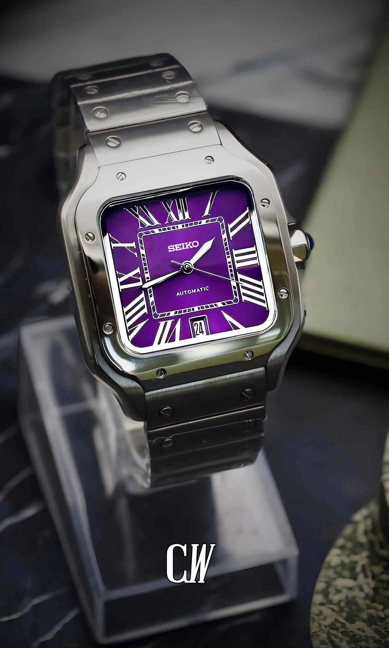 Santeiko Mod Santos style watch purple - Circa Watch Labs