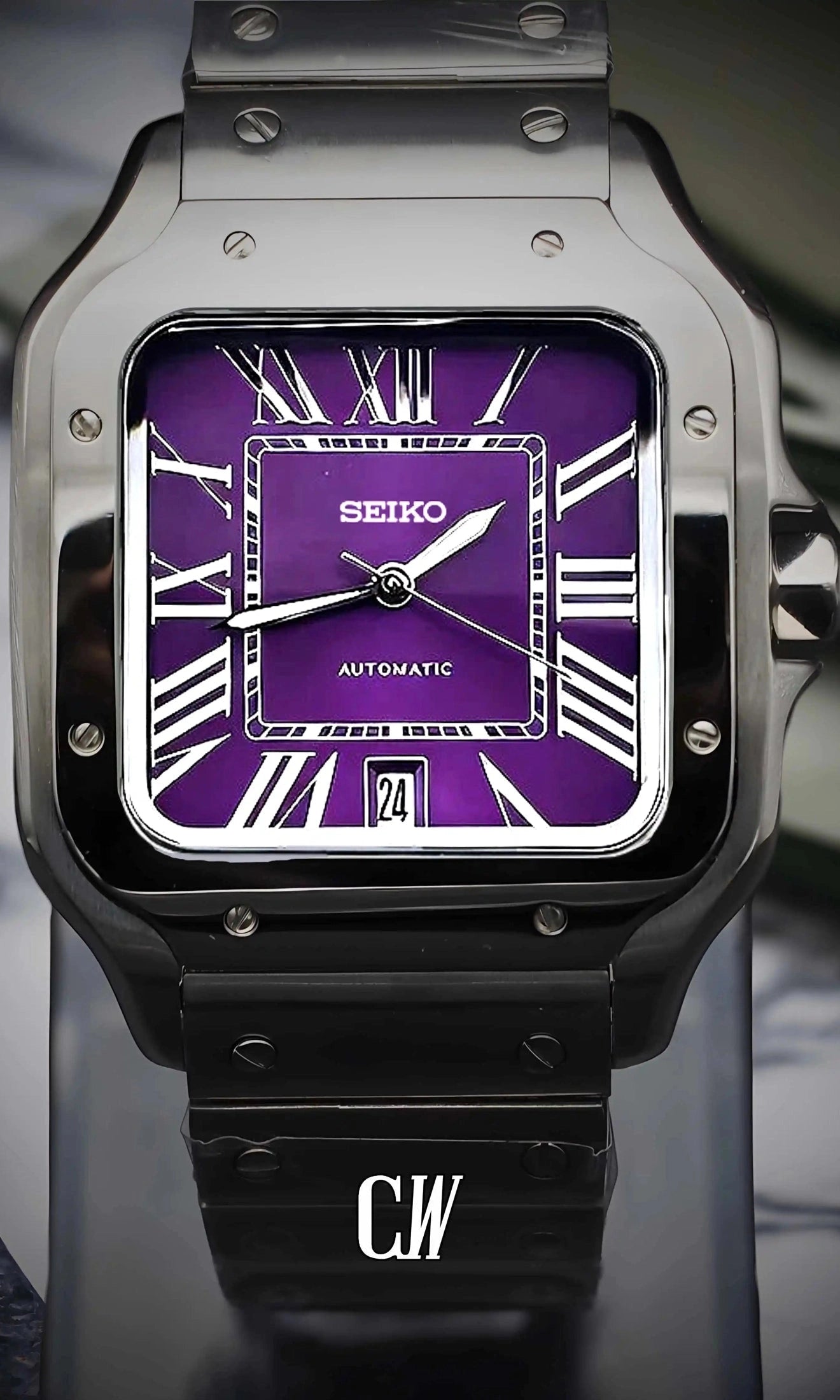 Santeiko Mod Santos style watch purple - Circa Watch Labs