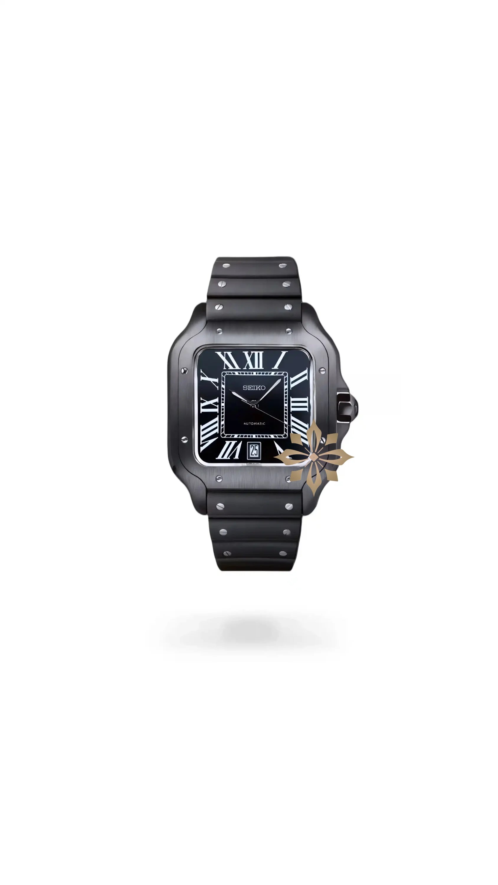 Santeiko Mod Santos style watch triple black - Circa Watch Labs