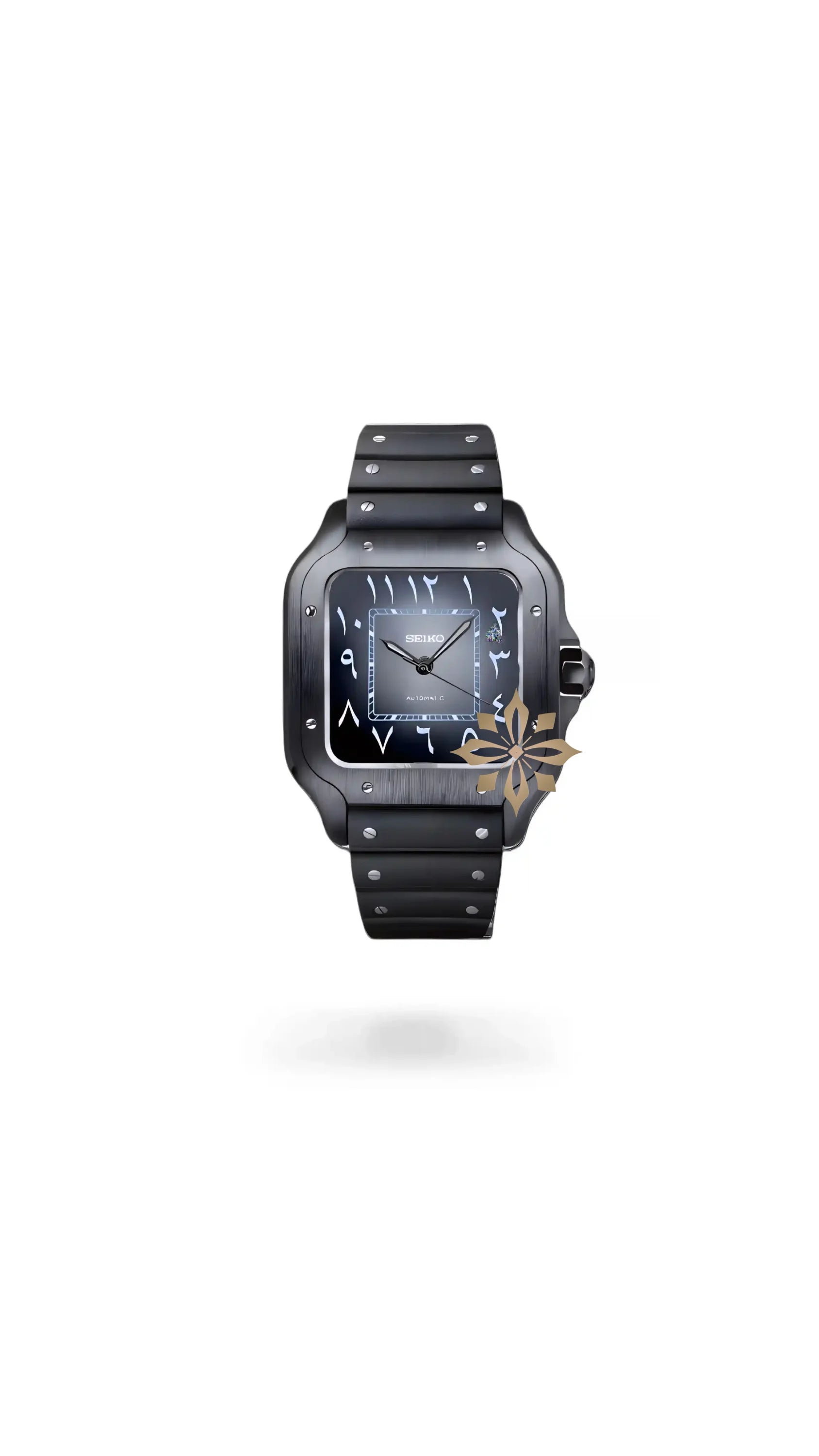 Santeiko Mod Santos style watch triple black arabic - Circa Watch Labs