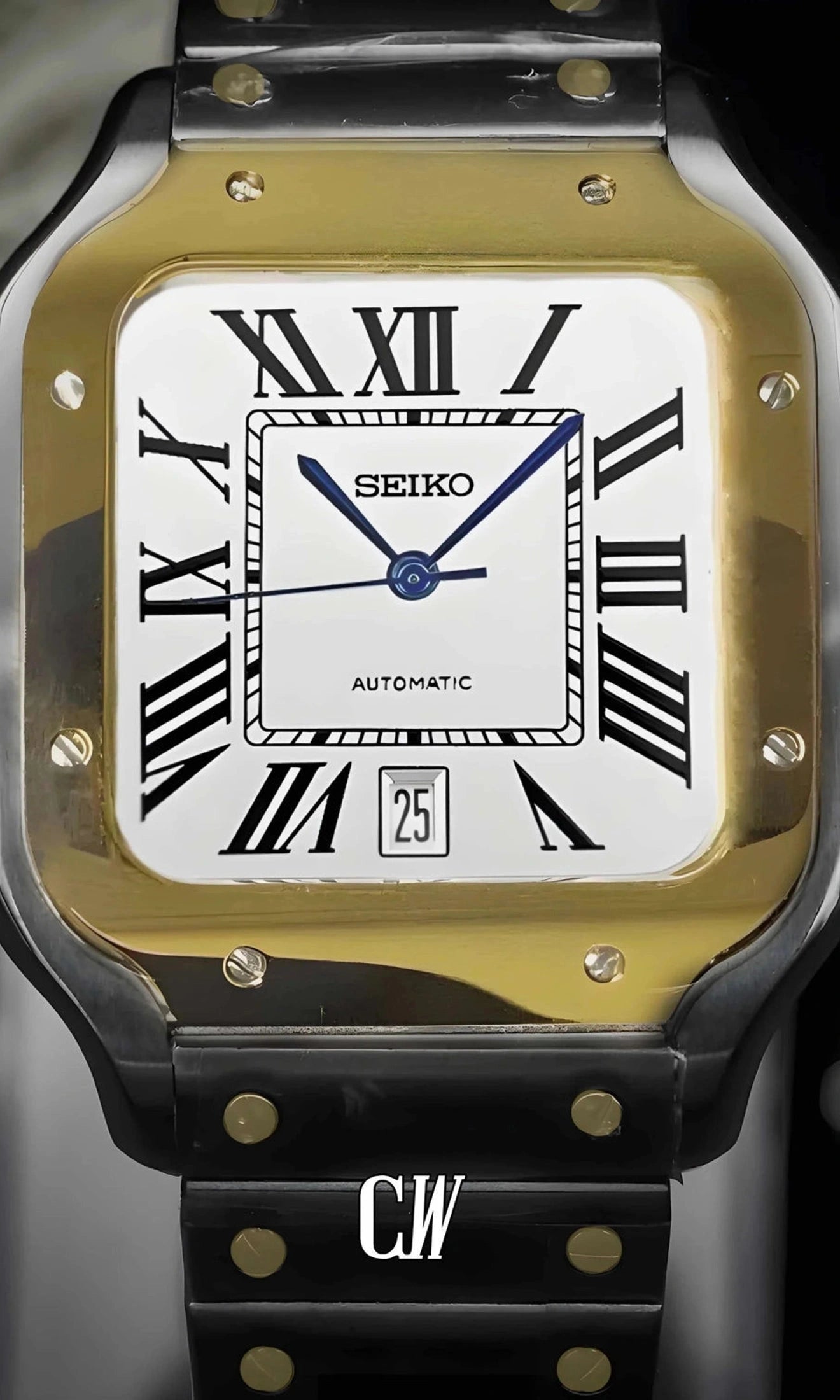 Santeiko Mod Santos style watch two tone gold - Circa Watch Labs