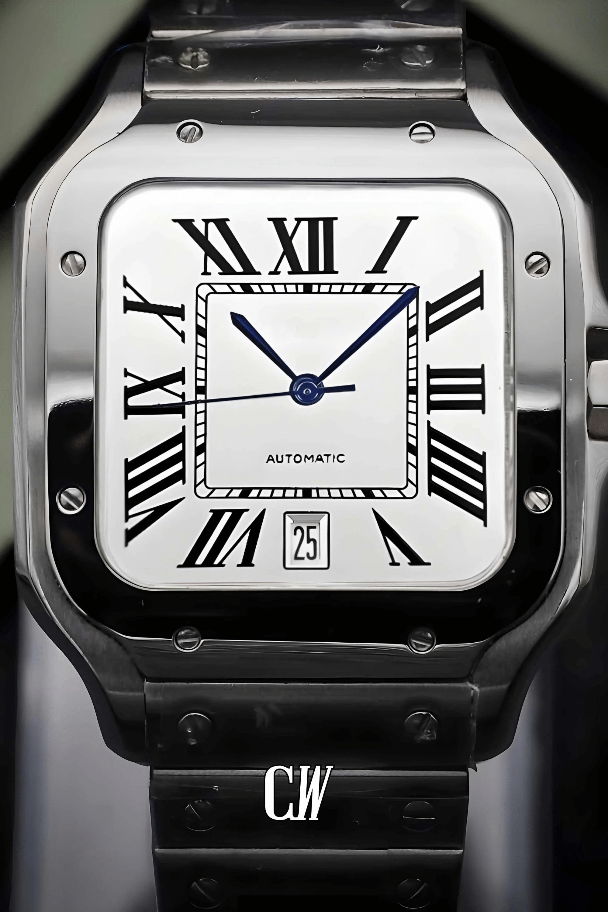 Santeiko Mod Santos style watch white - Circa Watch Labs seiko mod