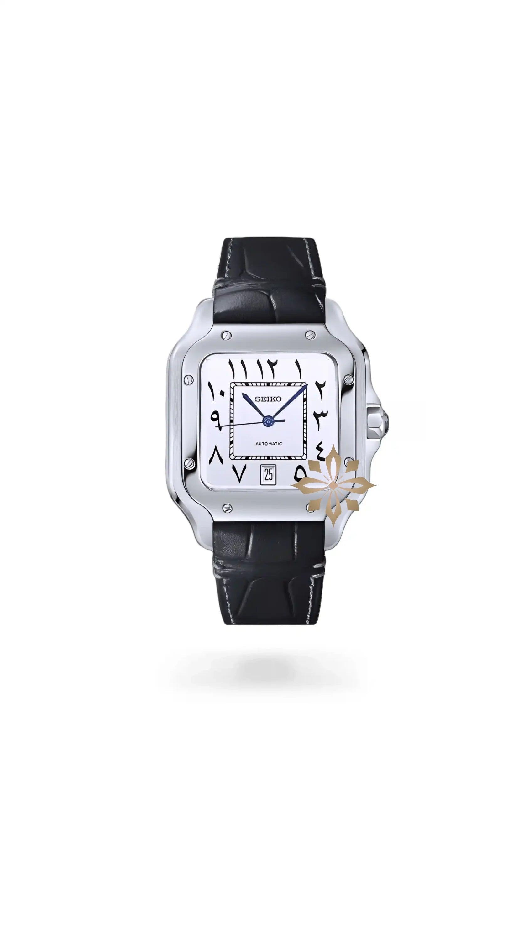 Santeiko Mod Santos style watch white arabic - Circa Watch Labs