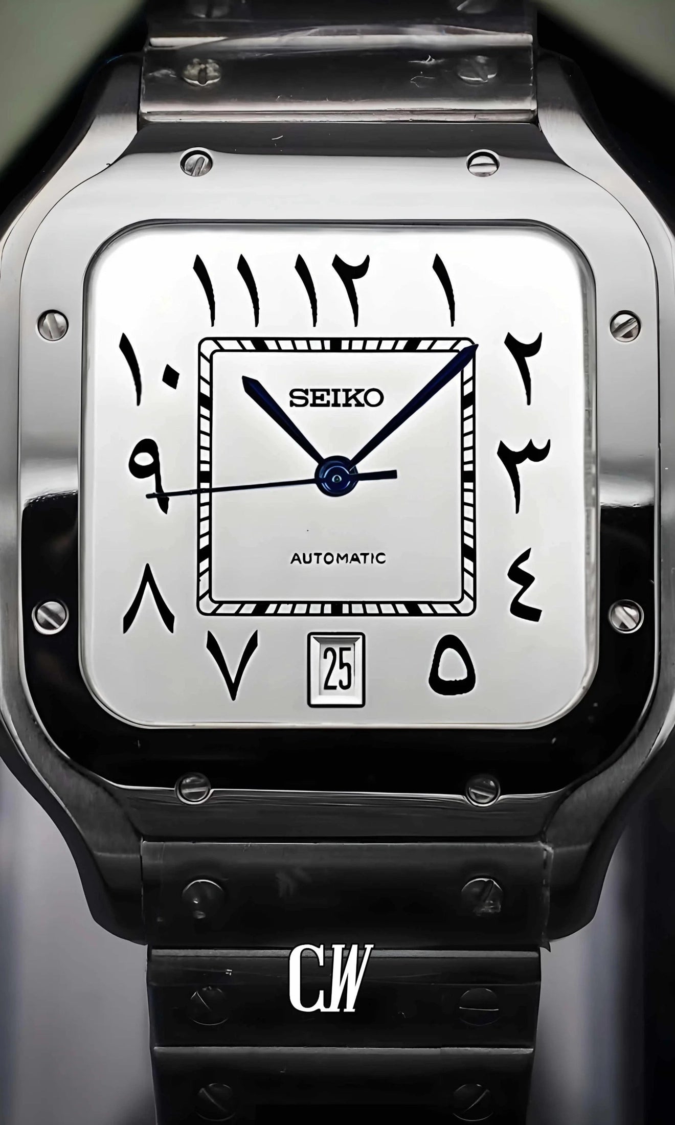 Santeiko Mod Santos style watch white arabic - Circa Watch Labs