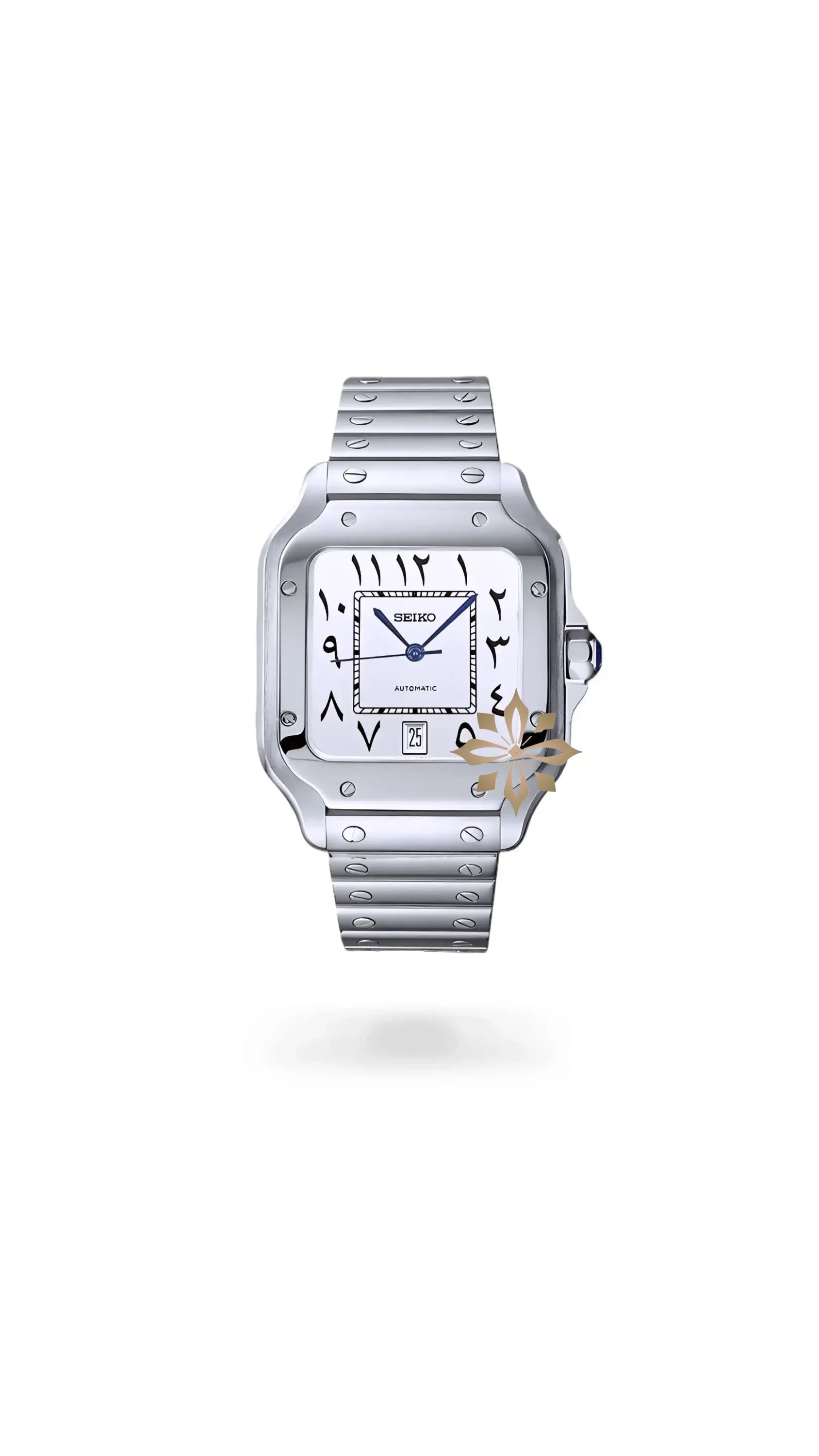 Santeiko Mod Santos style watch white arabic - Circa Watch Labs