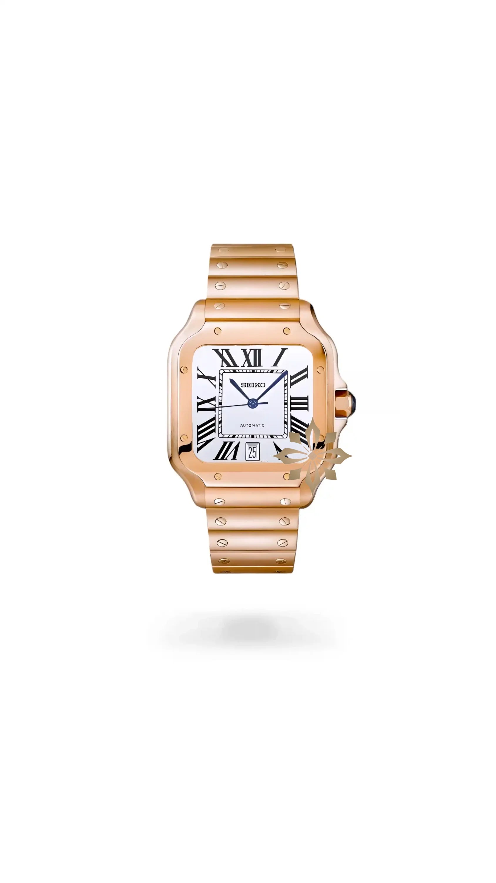 Santeiko Mod Santos style watch white rose gold - Circa Watch Labs
