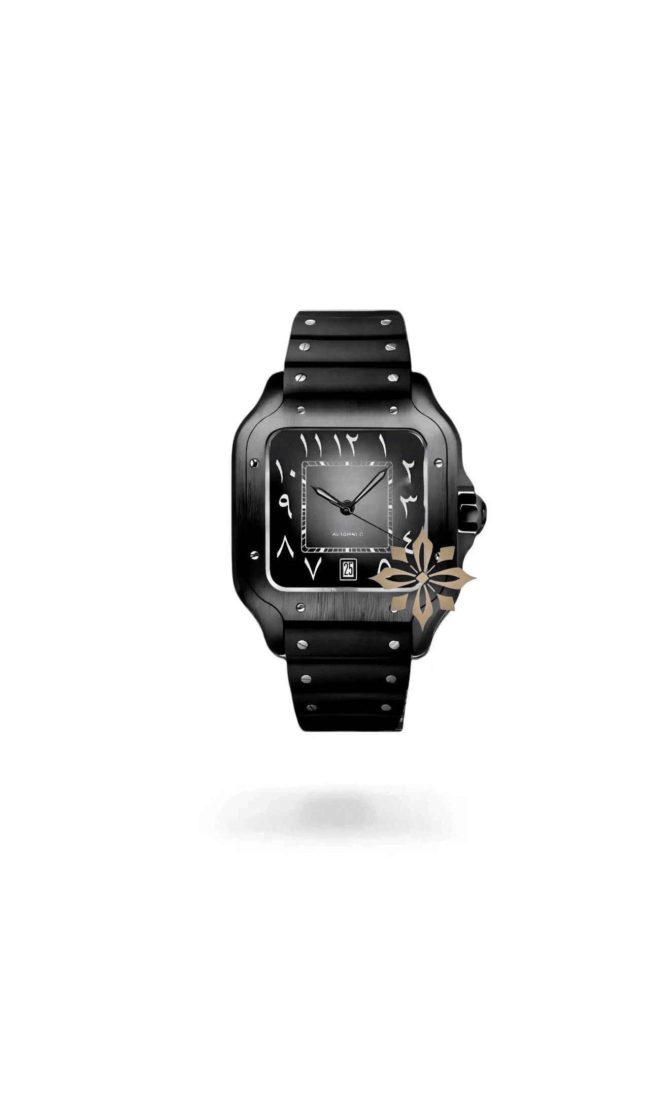 Santo Mod Santos style watch triple black arabic - Circa Watch Labs seiko mod