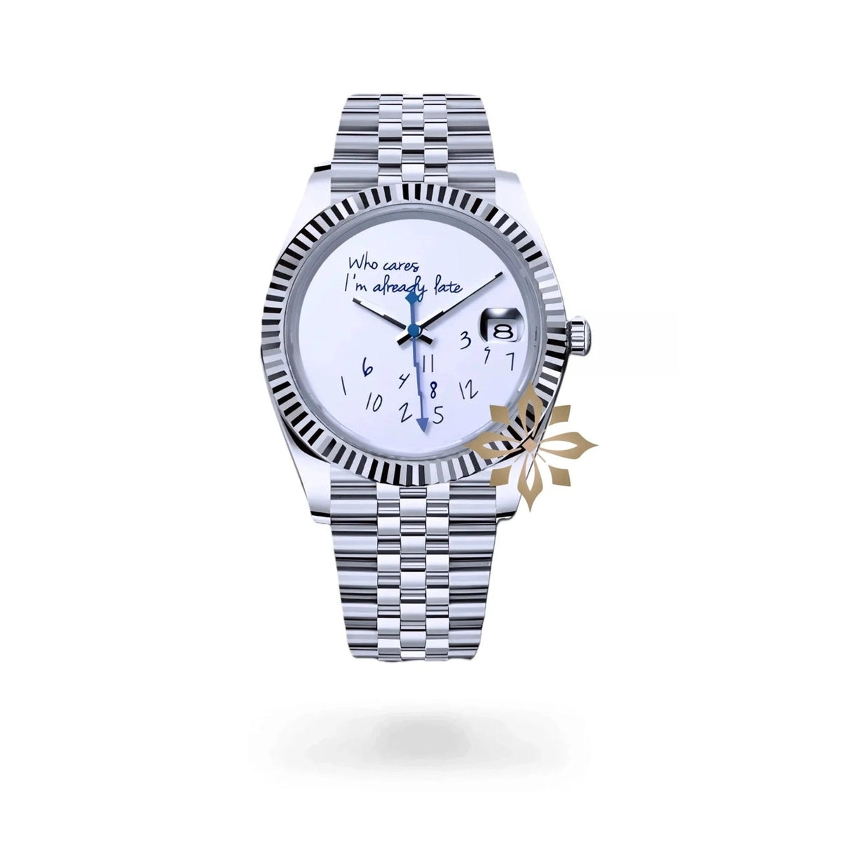 Seiko mod datejust 'who cares I'm already late' white watch