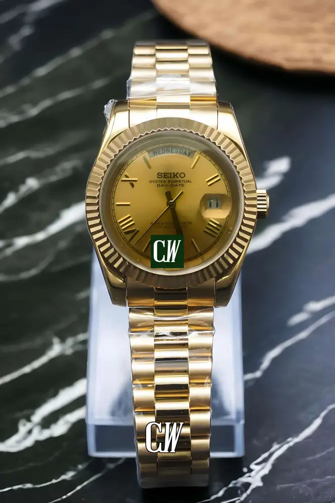 Seiko Mod Daydate Gold Automatic Watch
