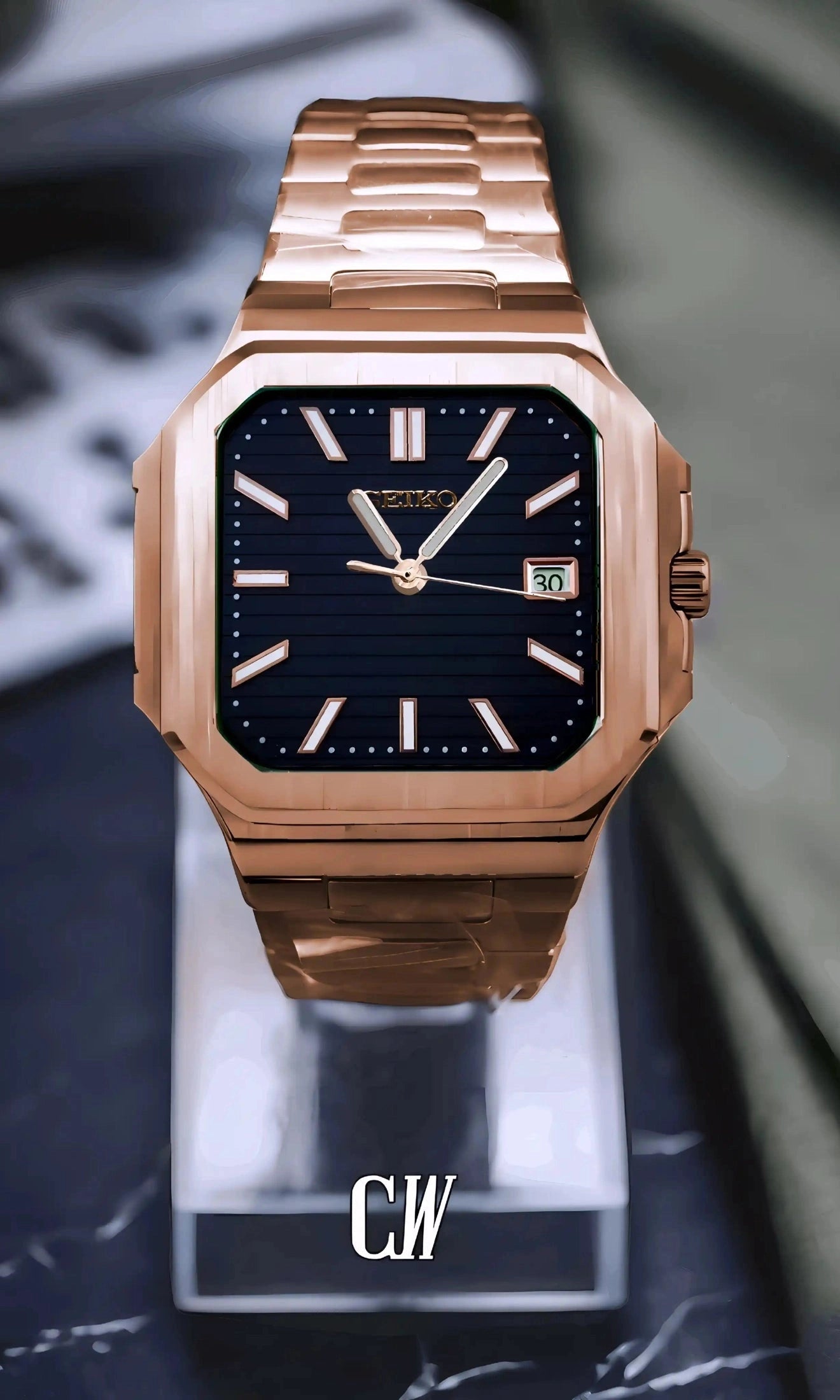 Seikocubitus mod watch rose gold black - Circa Watch Labs