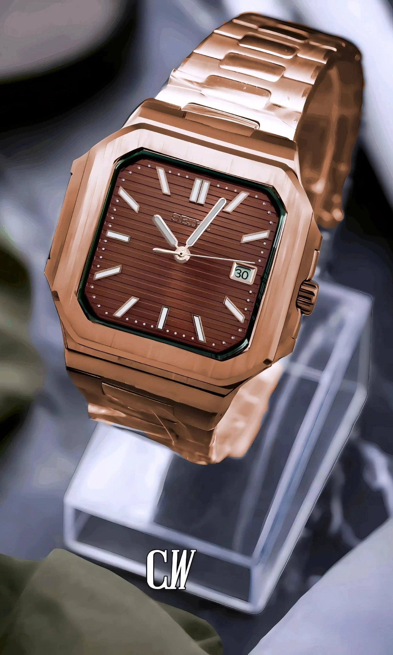Seikocubitus mod watch rose gold brown - Circa Watch Labs