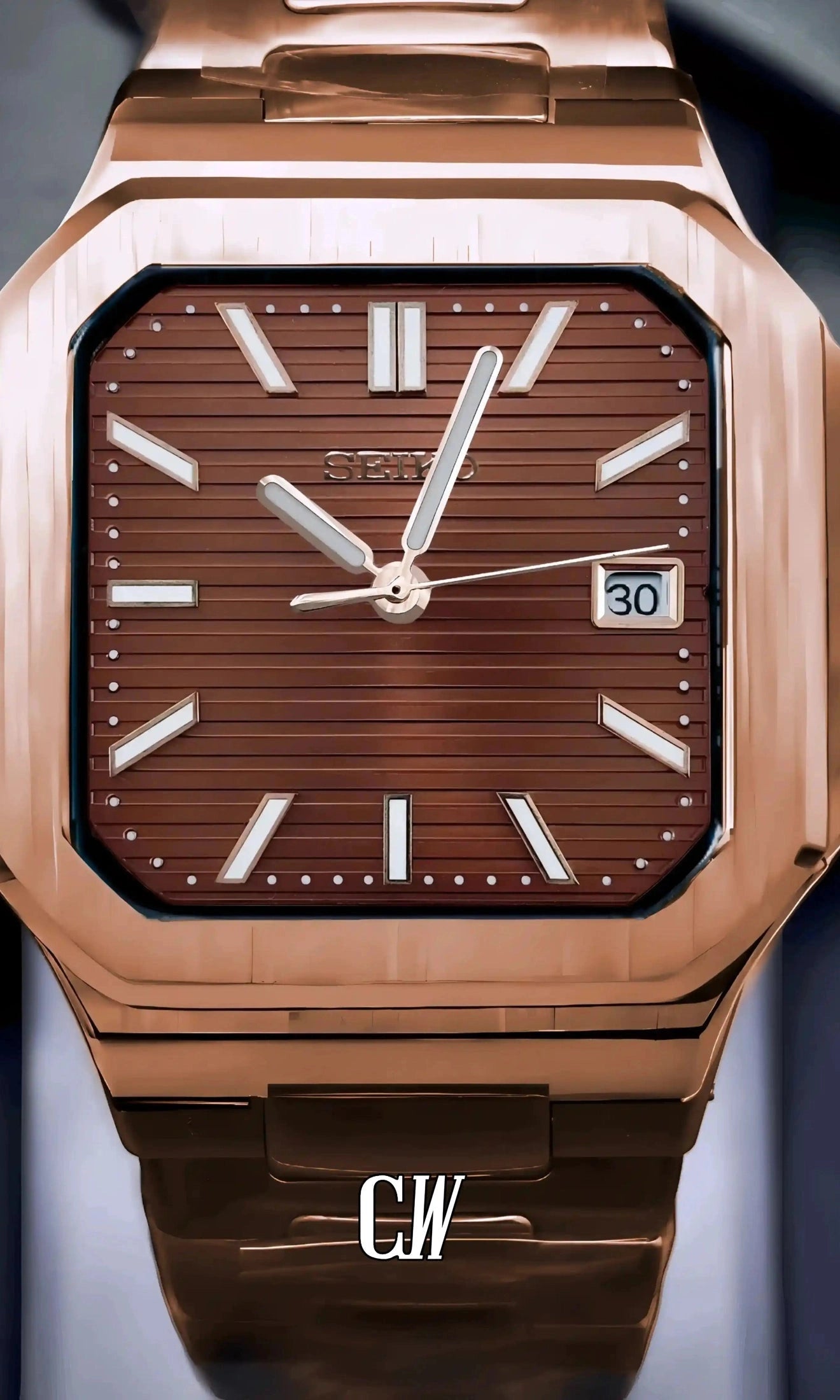 Seikocubitus mod watch rose gold brown - Circa Watch Labs