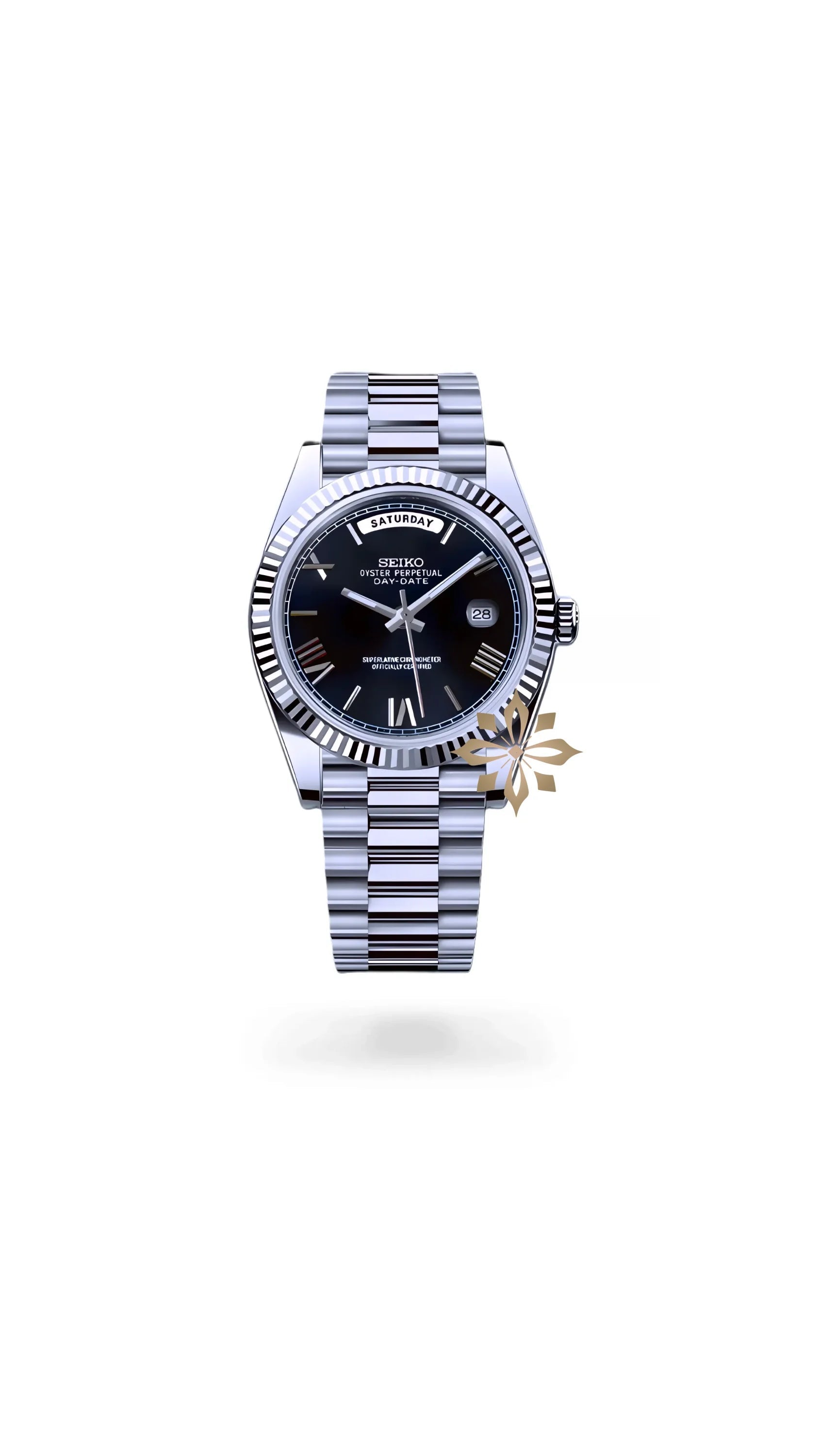 Seikojust mod daydate black roman numeral automatic watch - Circa Watch Labs