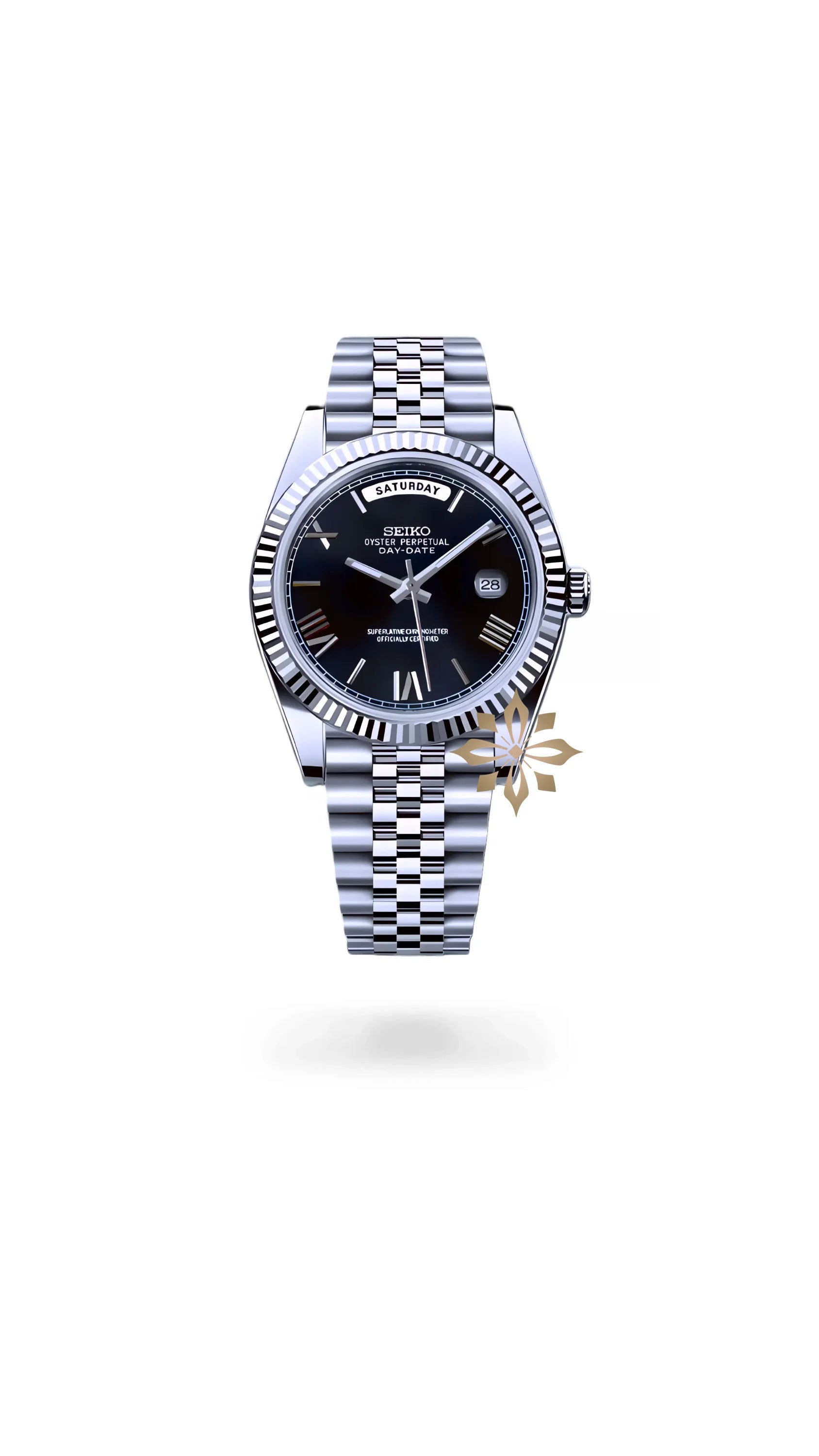 Seikojust mod daydate black roman numeral automatic watch - Circa Watch Labs