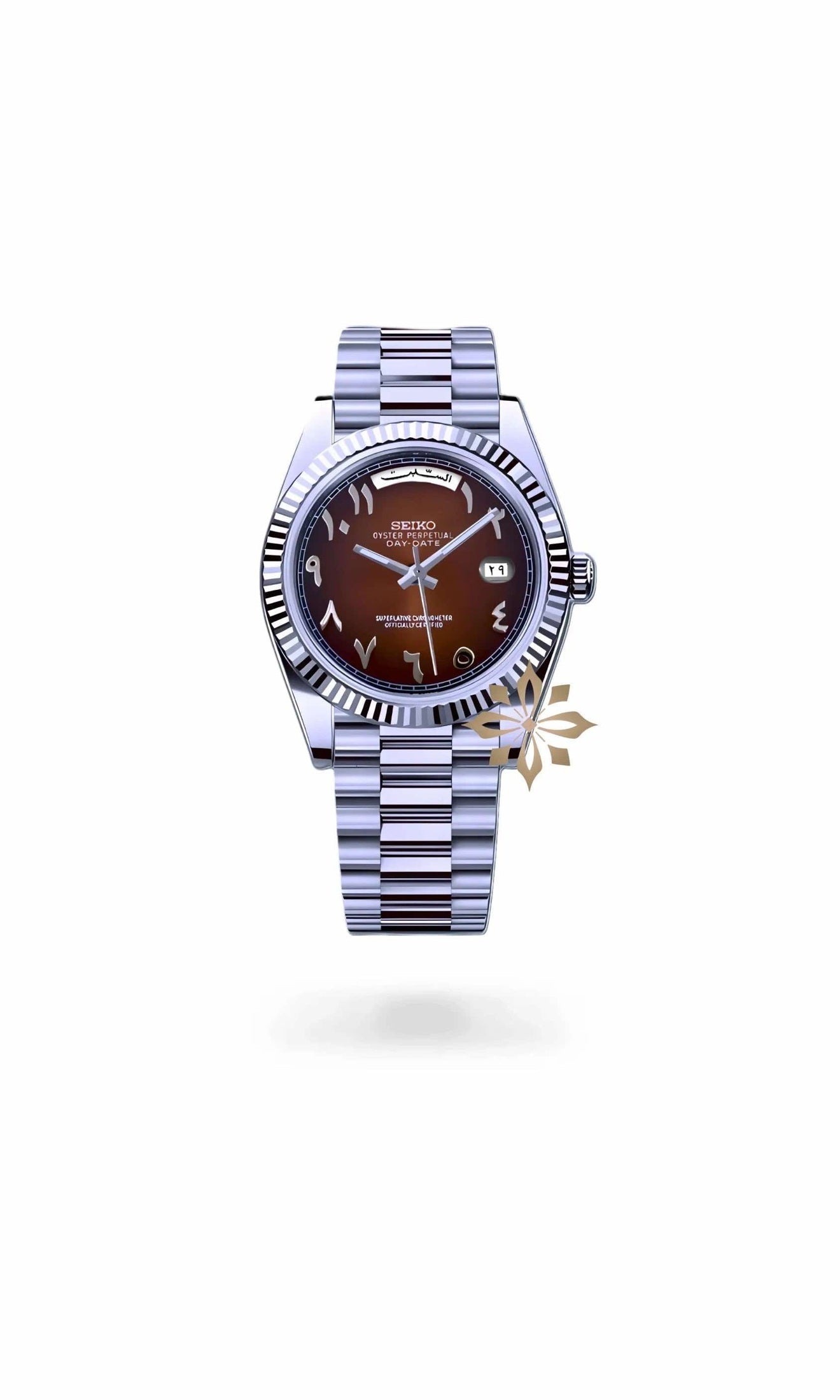 Seikojust mod daydate chocolate arabic automatic watch - Circa Watch Labs seiko mod