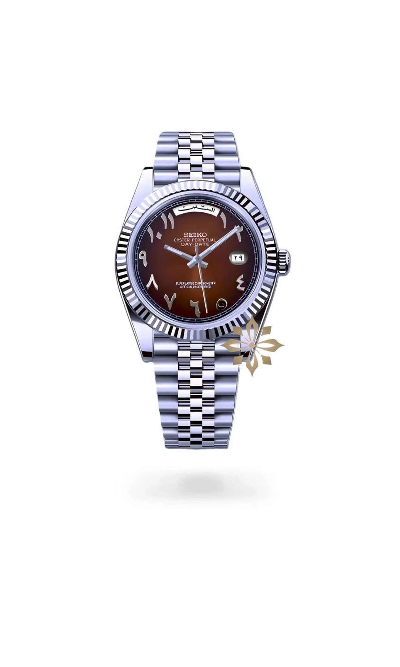 【ねコネコ】SEIKO クォーツ Seikojust mod daydate chocolate arabic automatic watch