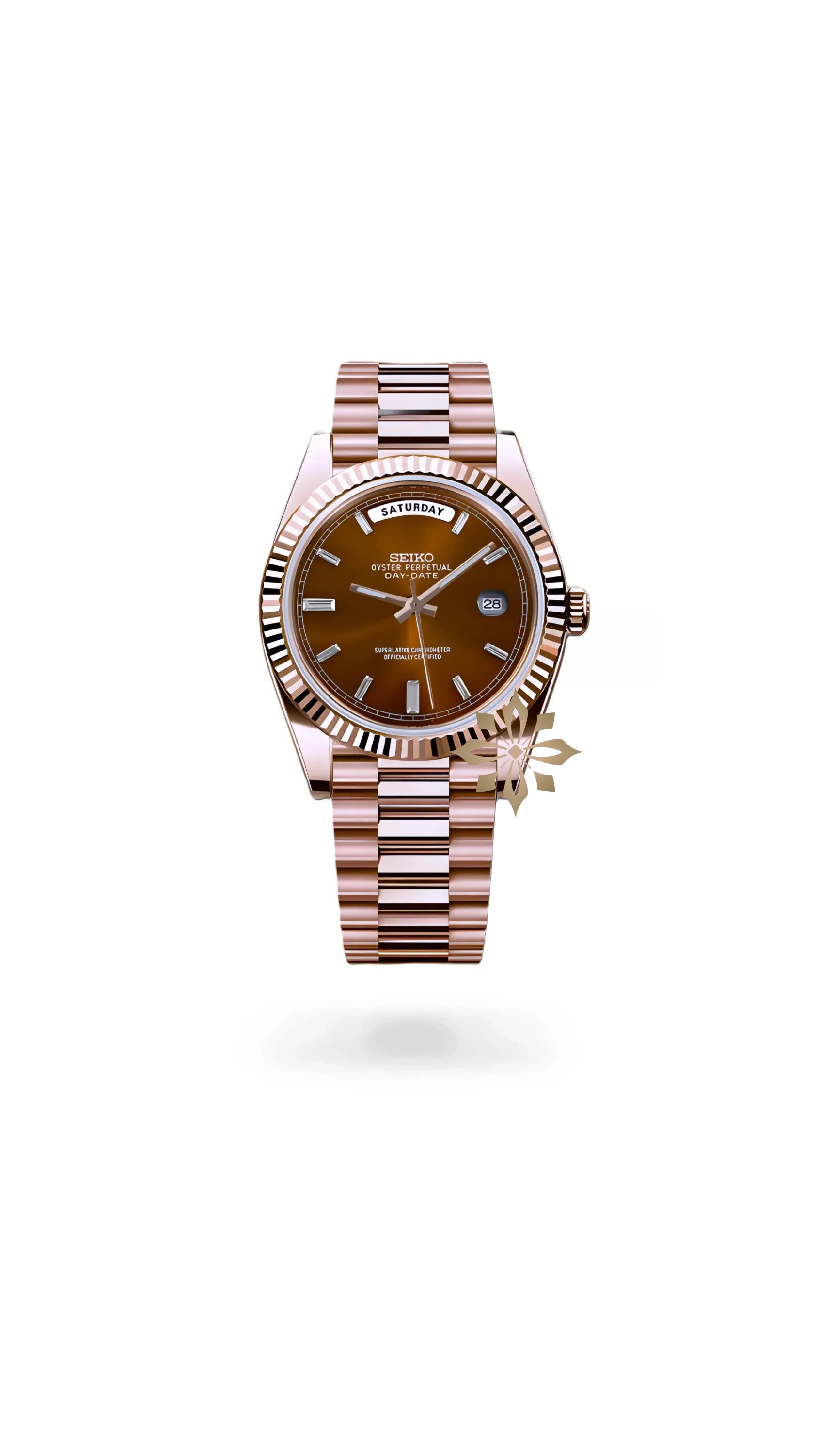 Seikojust mod daydate chocolate baguette dial automatic watch - Circa Watch Labs