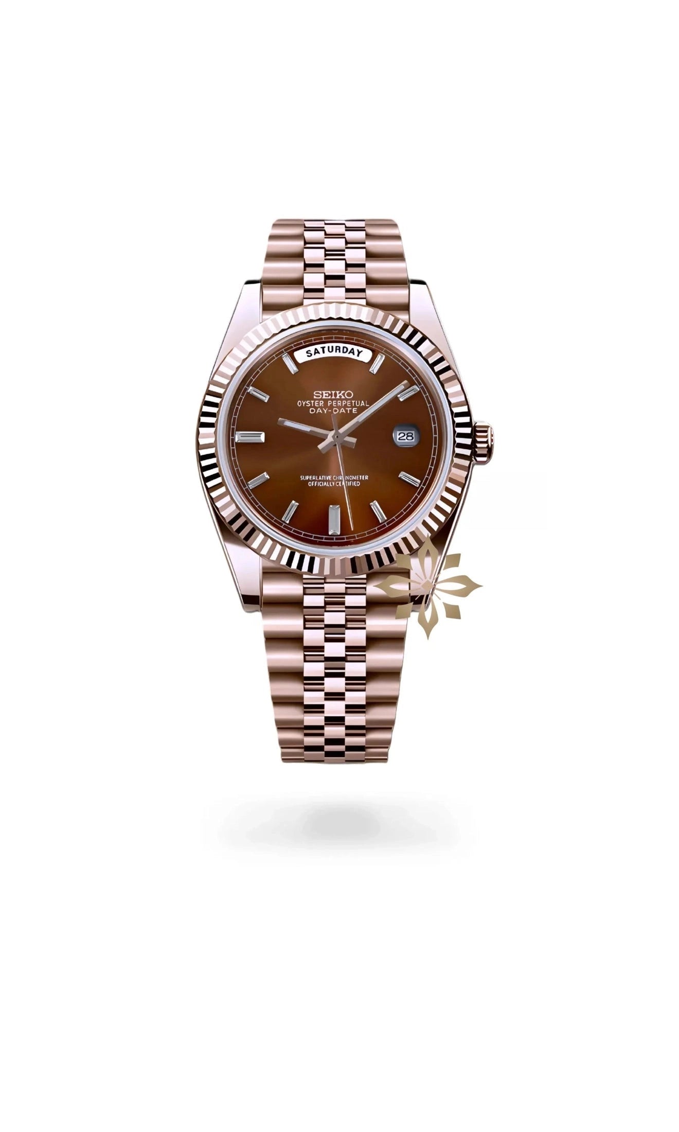 Seikojust mod daydate chocolate baguette dial automatic watch - Circa Watch Labs