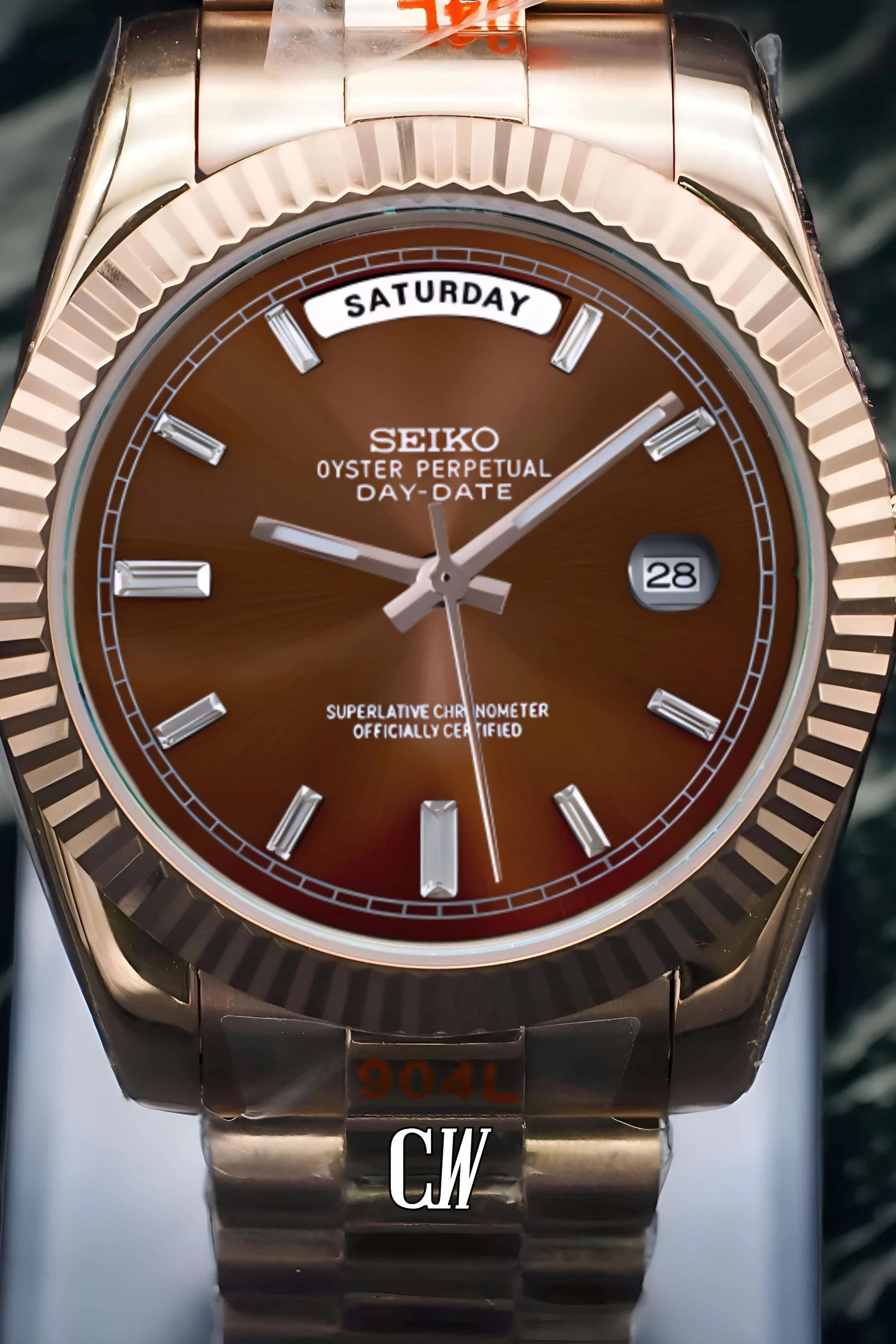 Seikojust mod daydate chocolate baguette dial automatic watch - Circa Watch Labs