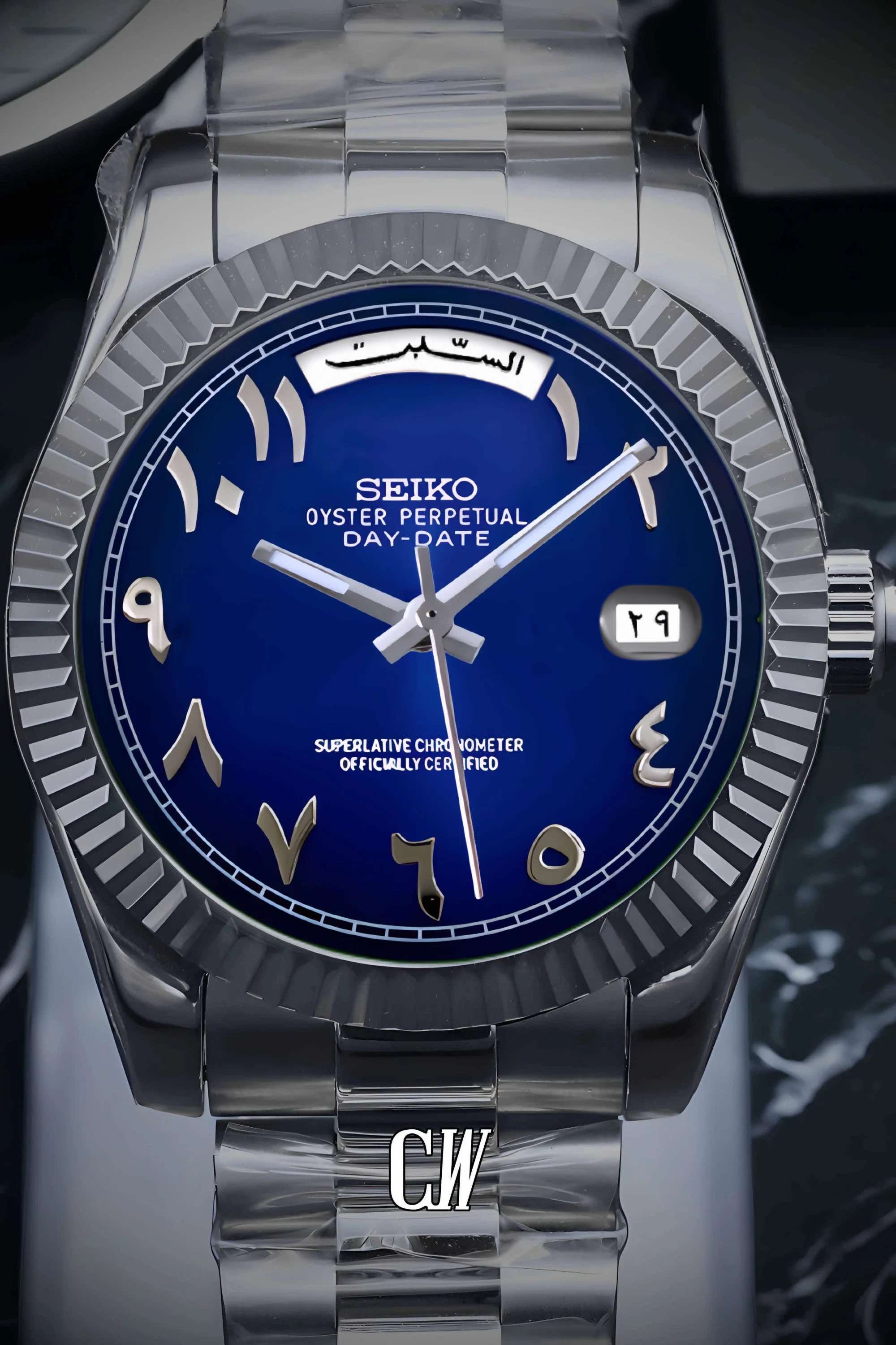Seikojust mod daydate dark blue arabic automatic watch
