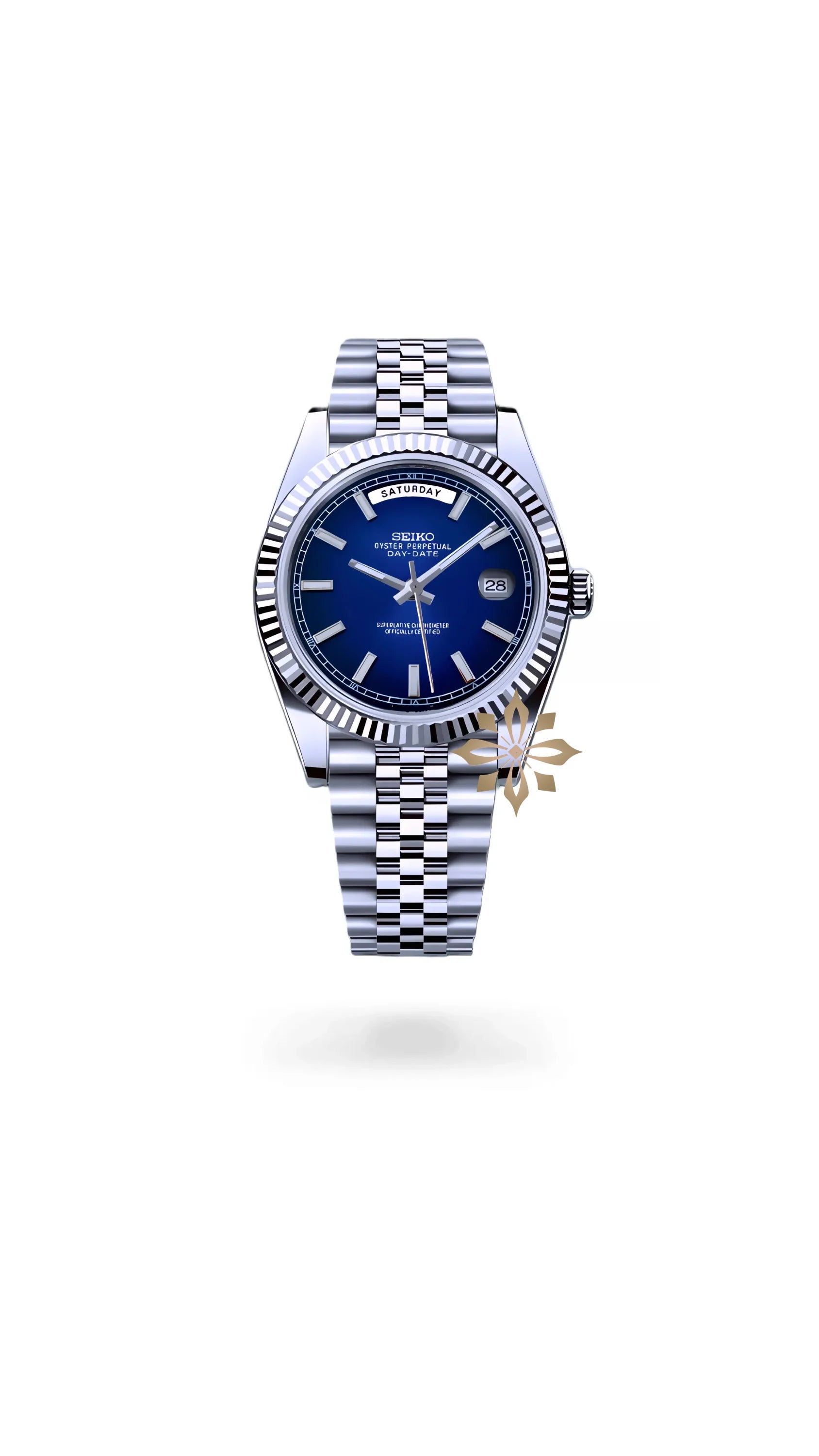 Seikojust mod daydate dark blue automatic watch - Circa Watch Labs
