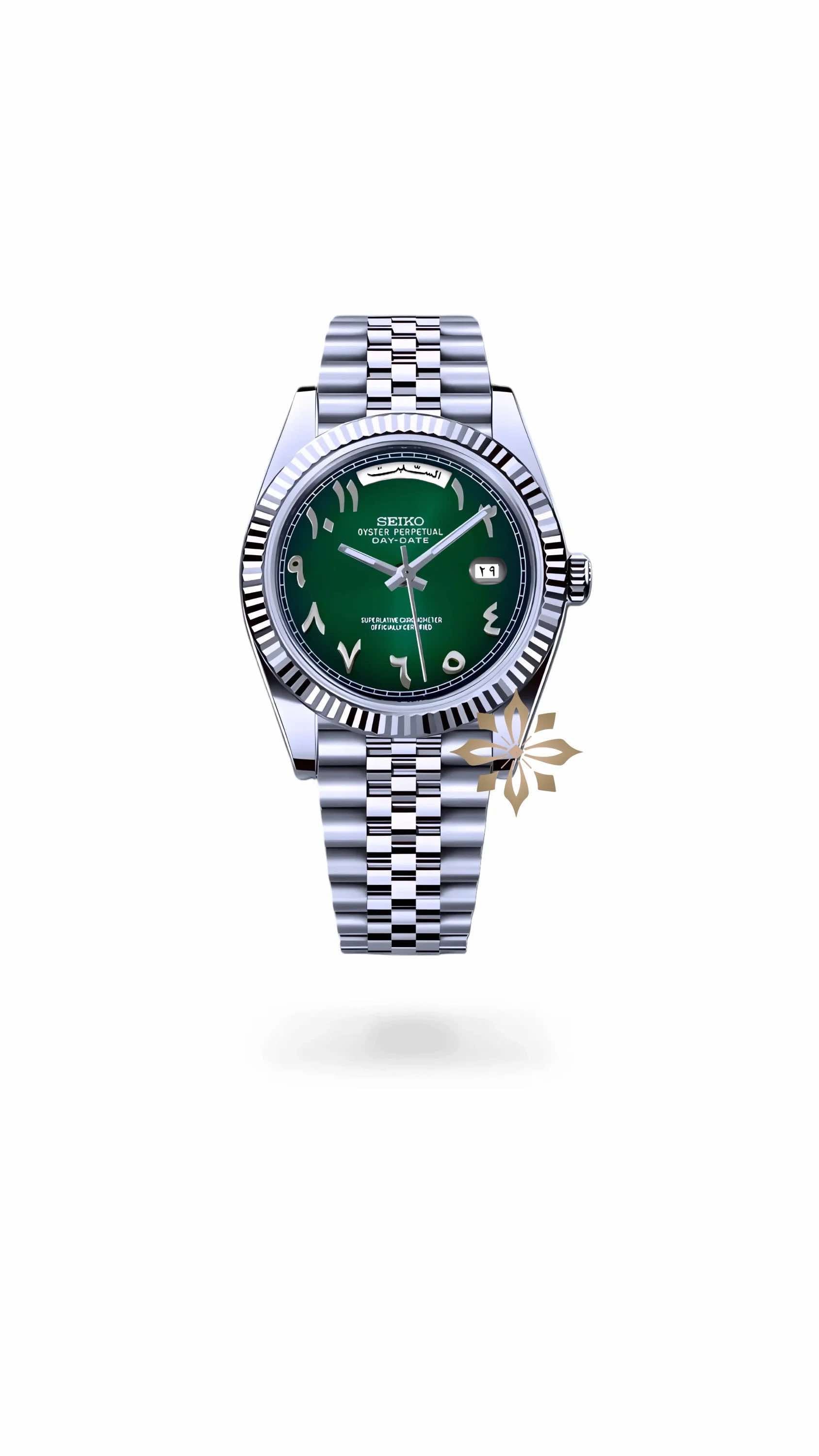 Seikojust mod daydate dark green arabic automatic watch