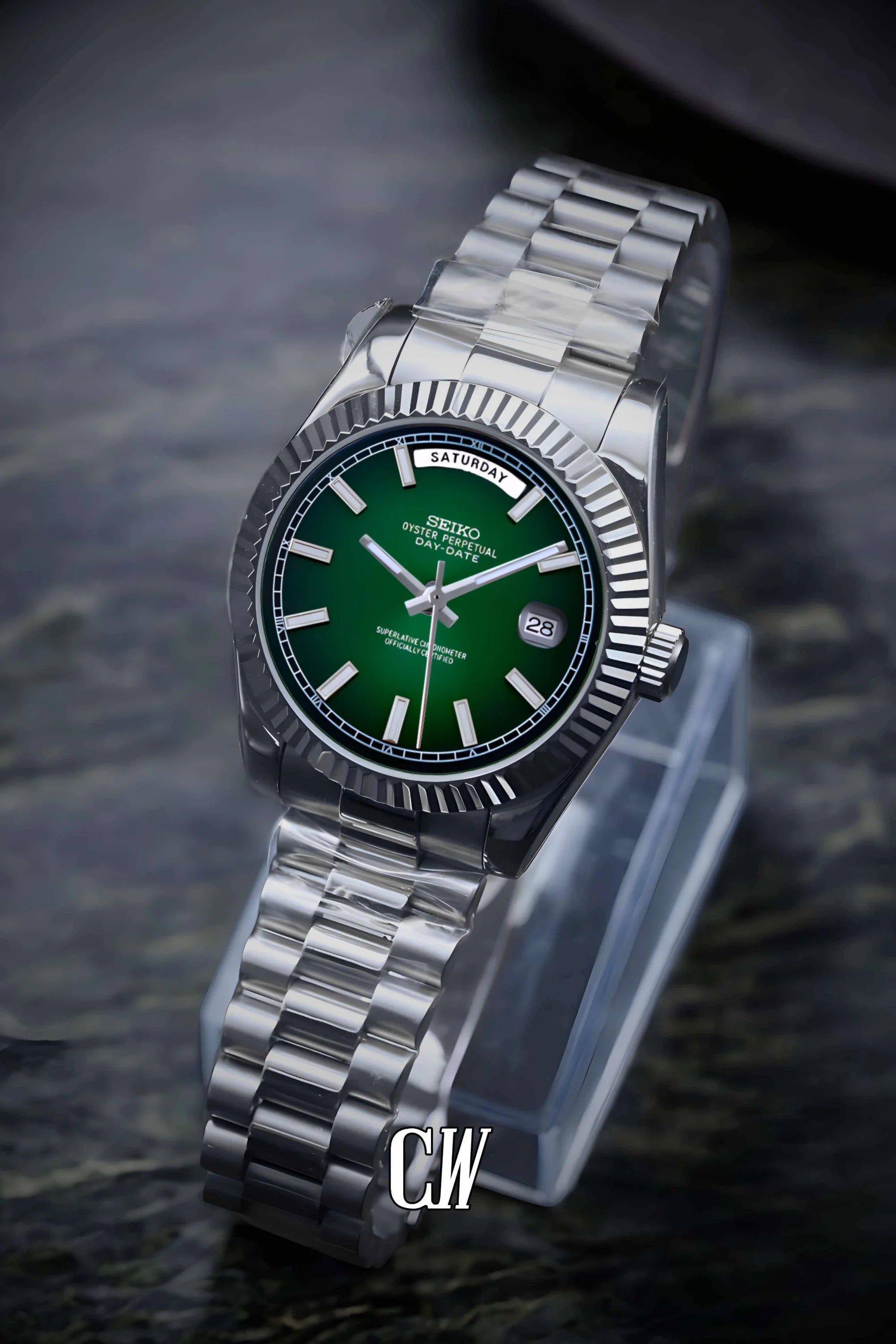 Seikojust mod daydate dark green automatic watch - Circa Watch Labs
