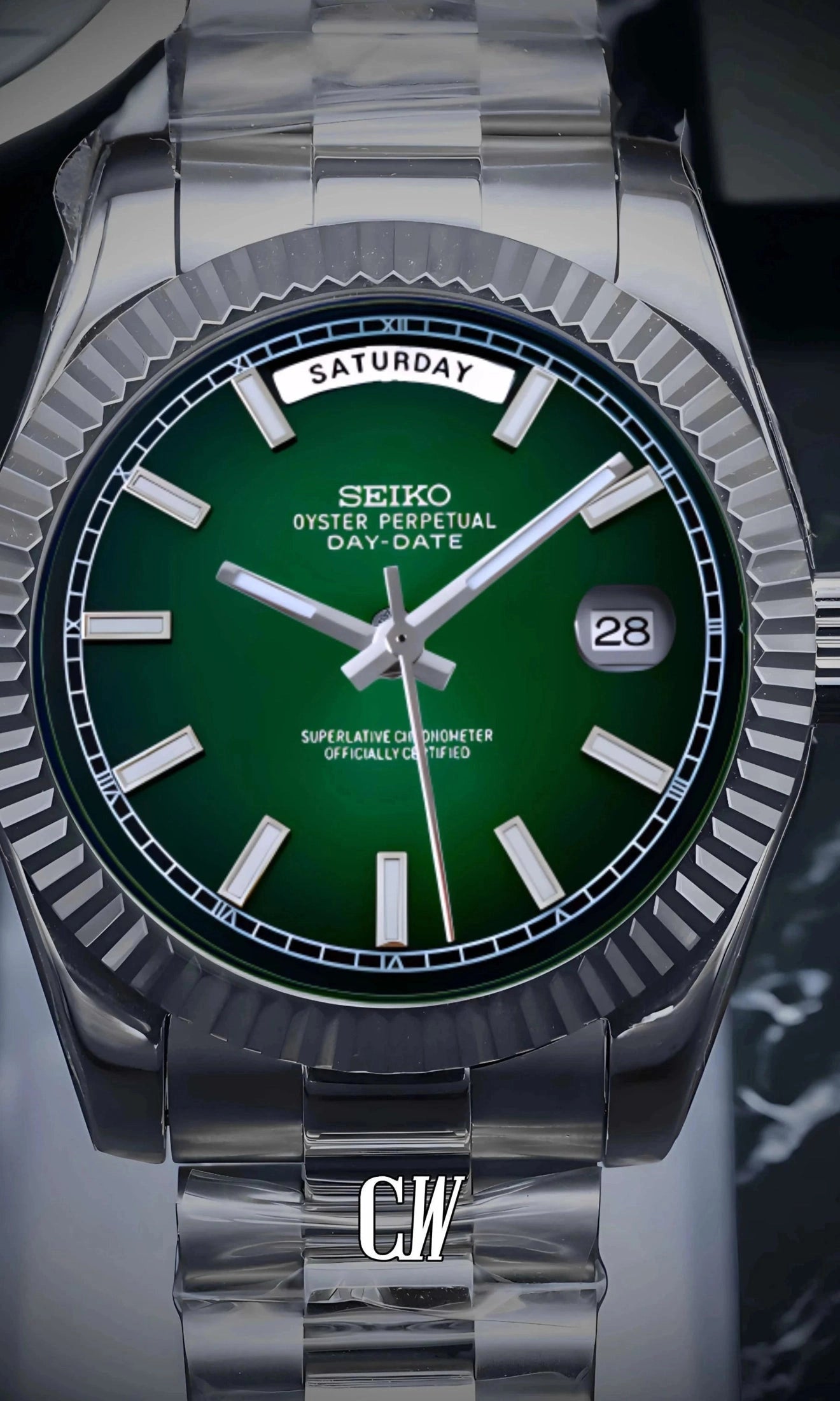 Seikojust mod daydate dark green automatic watch - Circa Watch Labs