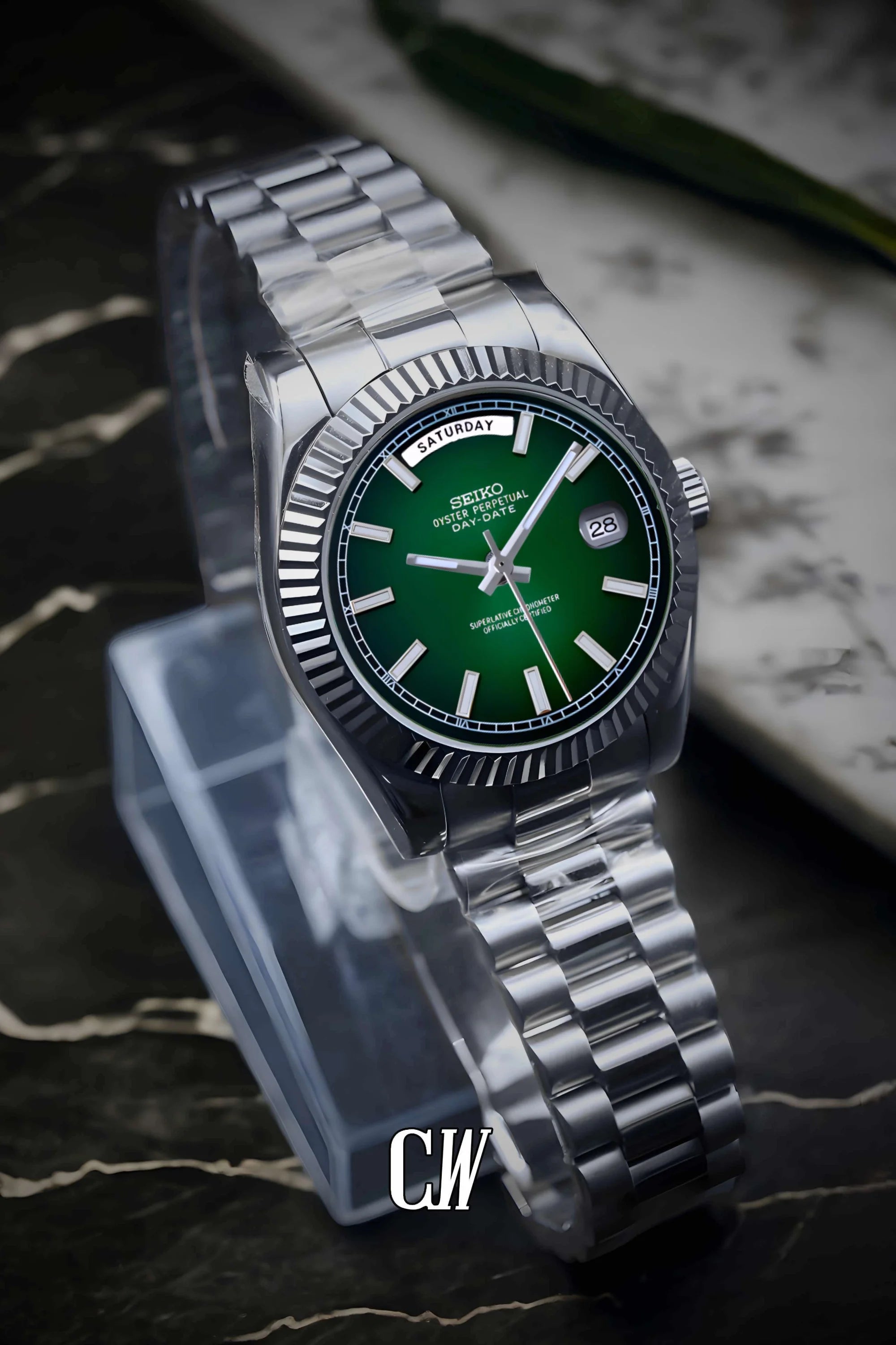 Seikojust mod daydate dark green automatic watch - Circa Watch Labs