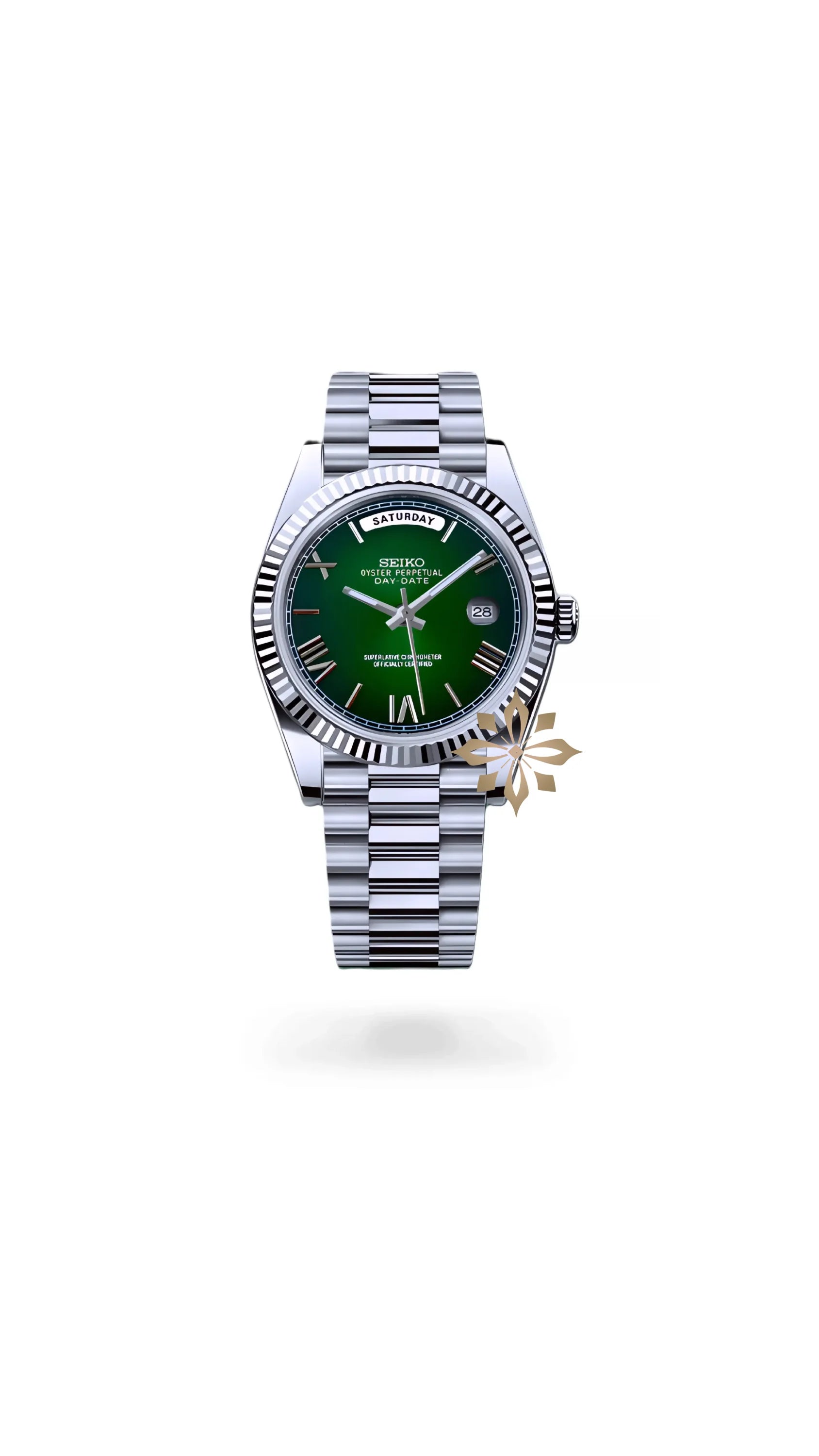 Seikojust mod daydate dark green roman numeral automatic watch - Circa Watch Labs