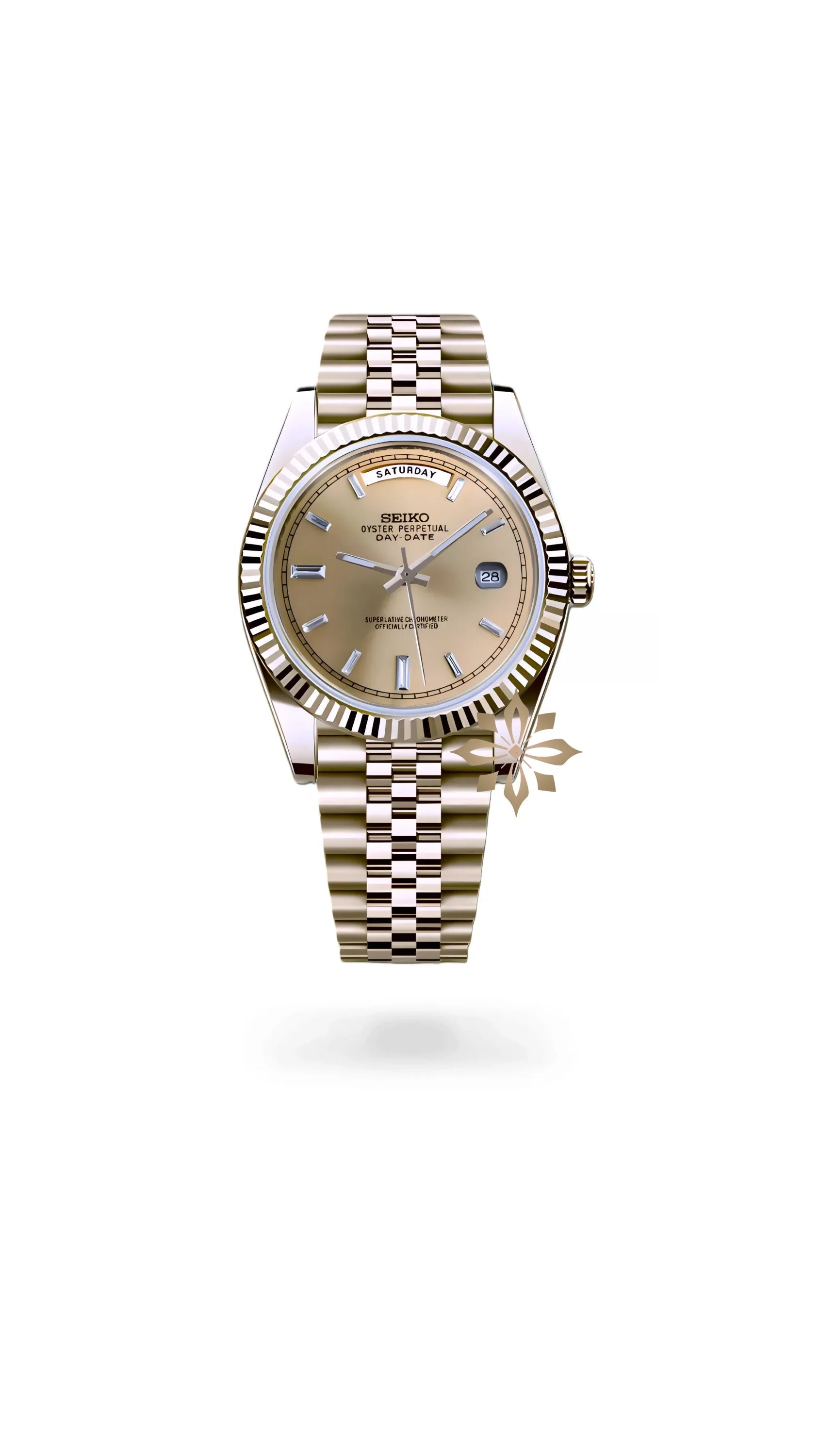 Seikojust mod daydate gold baguette automatic watch - Circa Watch Labs
