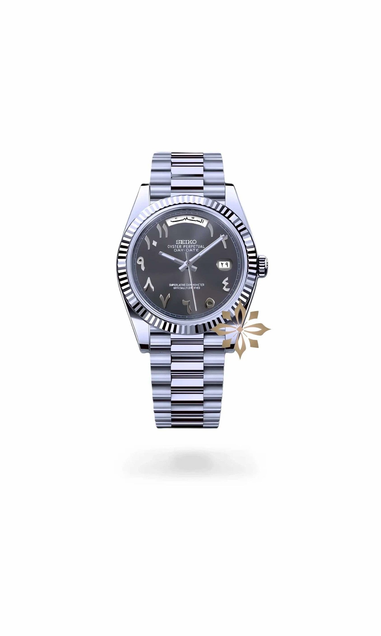 Seikojust mod daydate grey arabic automatic watch - Circa Watch Labs seiko mod