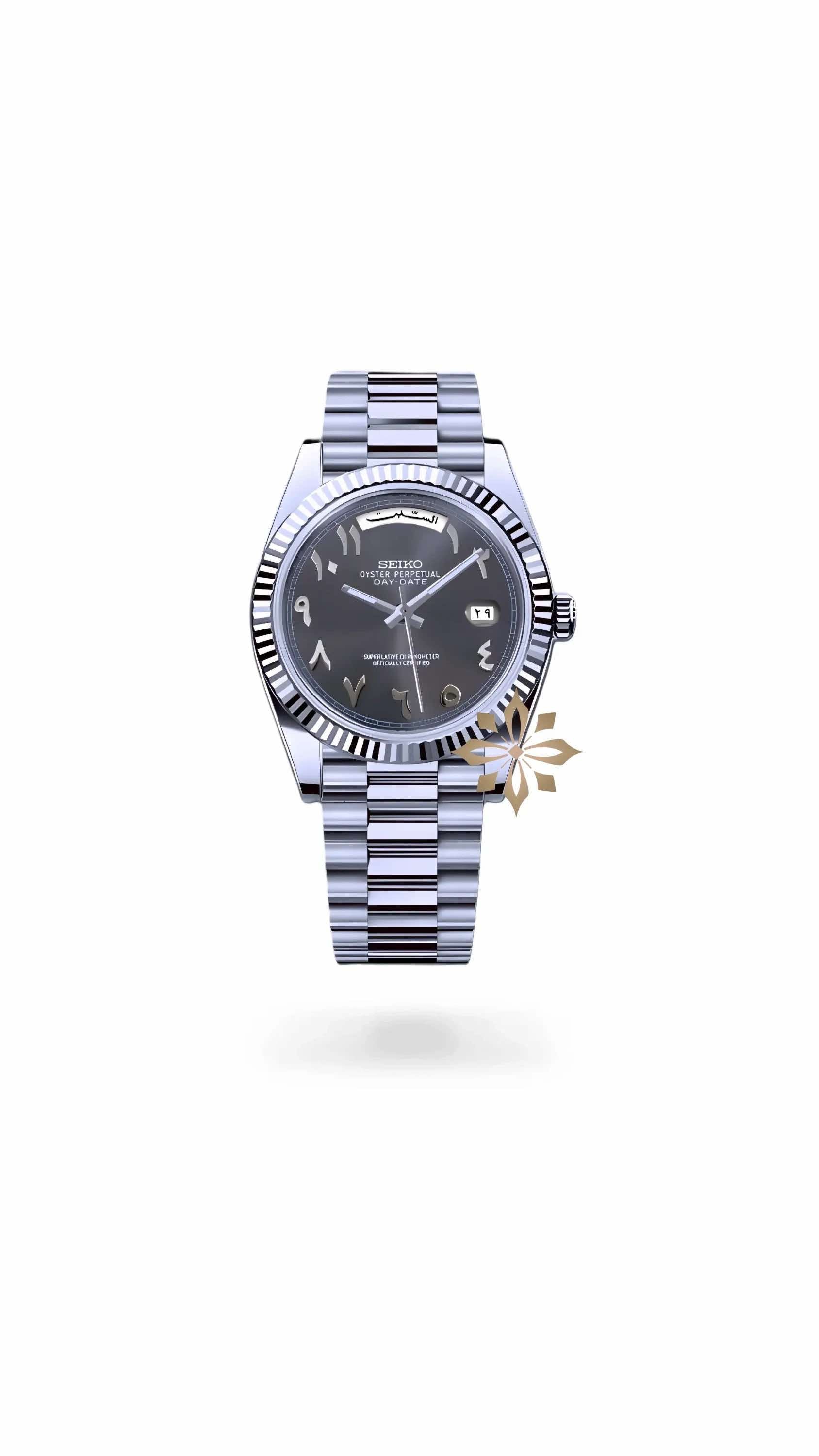 Seikojust mod daydate grey arabic automatic watch - Circa Watch Labs