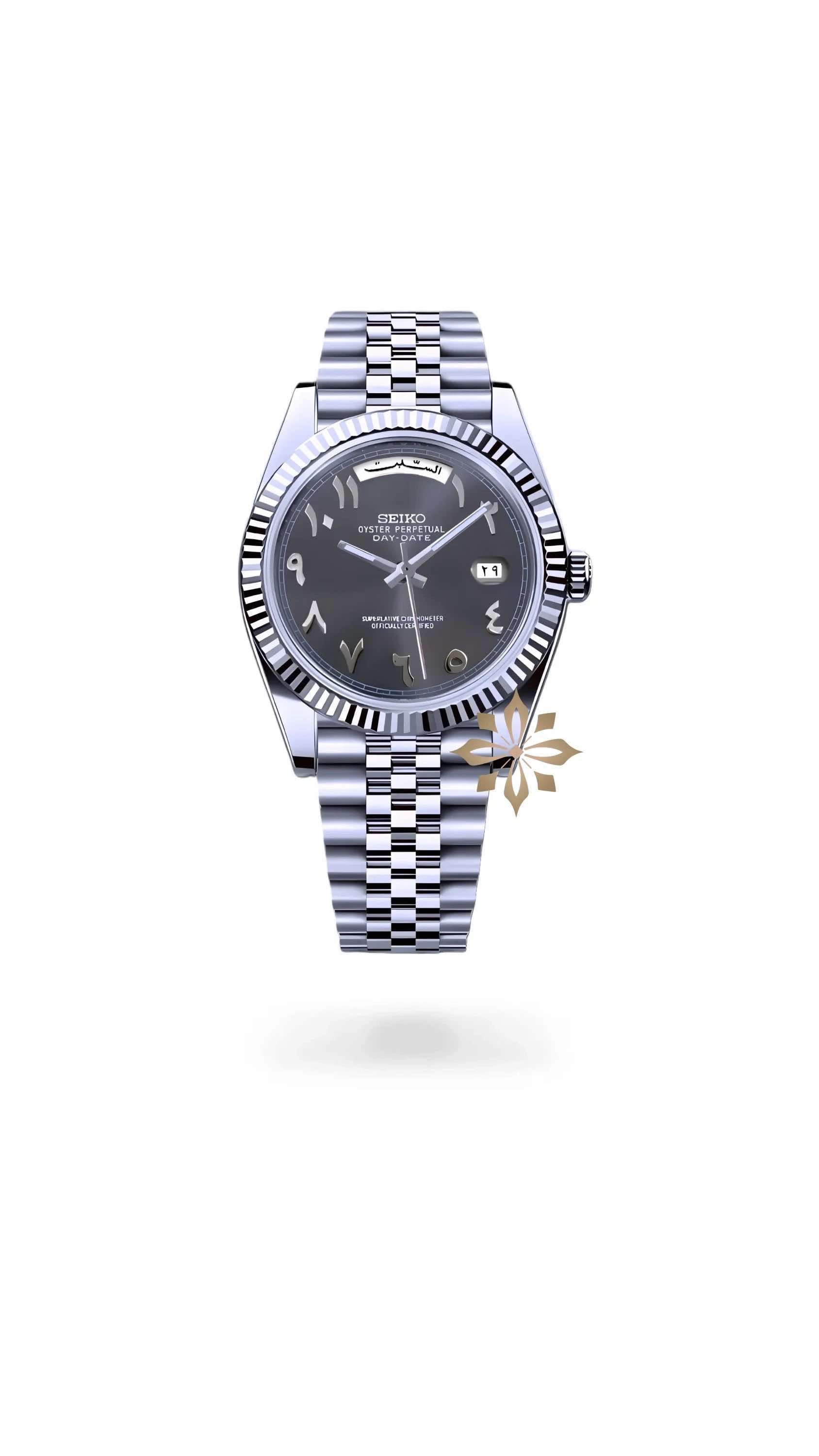 Seikojust mod daydate grey arabic automatic watch - Circa Watch Labs