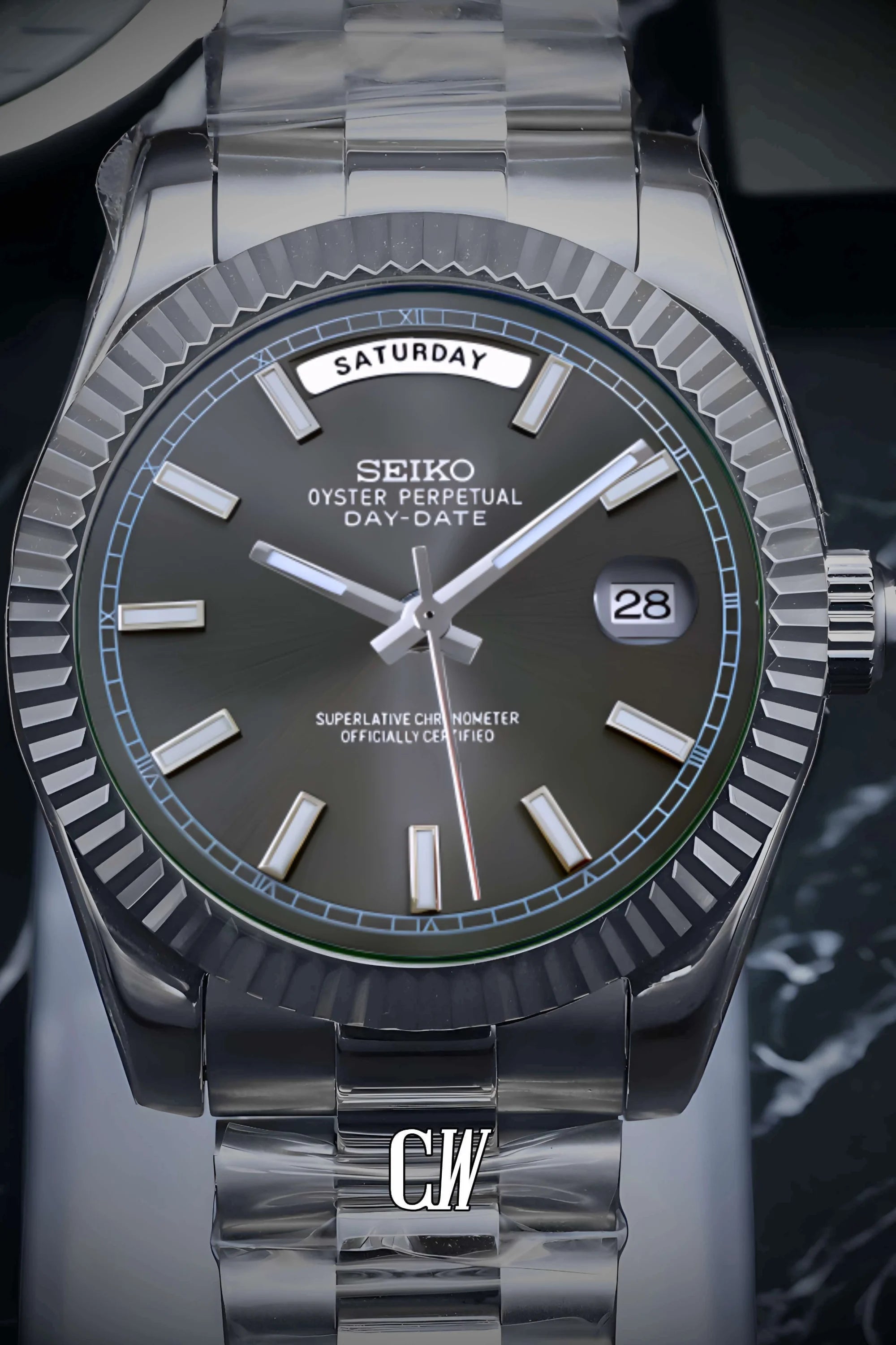 Seikojust mod daydate grey automatic watch - Circa Watch Labs
