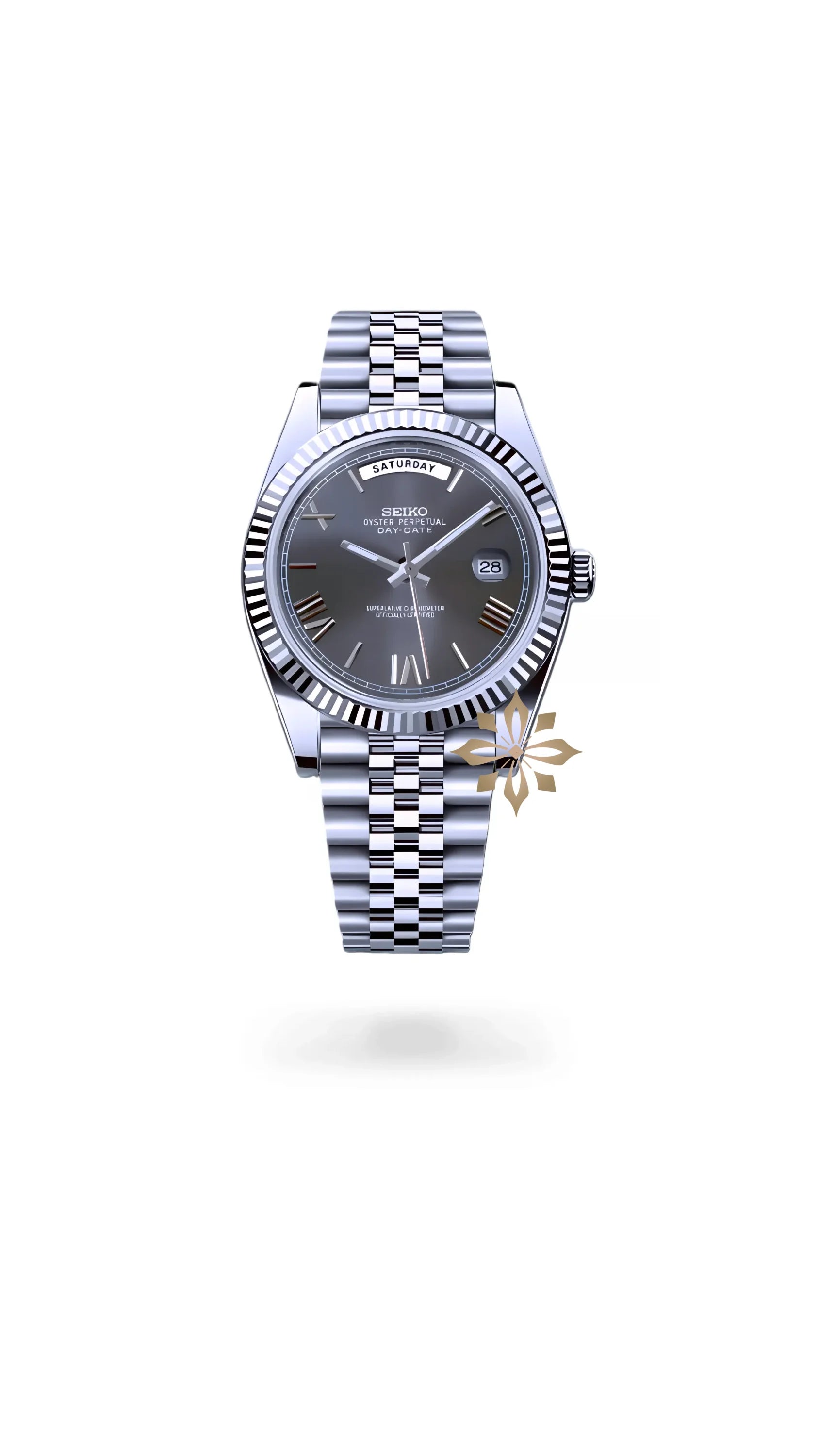 Seikojust mod daydate grey roman numeral automatic watch - Circa Watch Labs