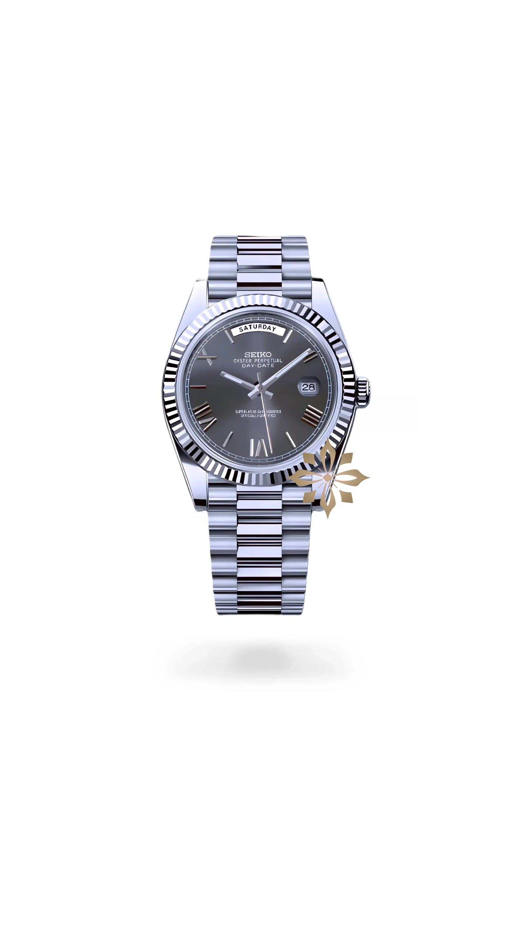 Seikojust mod daydate grey roman numeral automatic watch - Circa Watch Labs