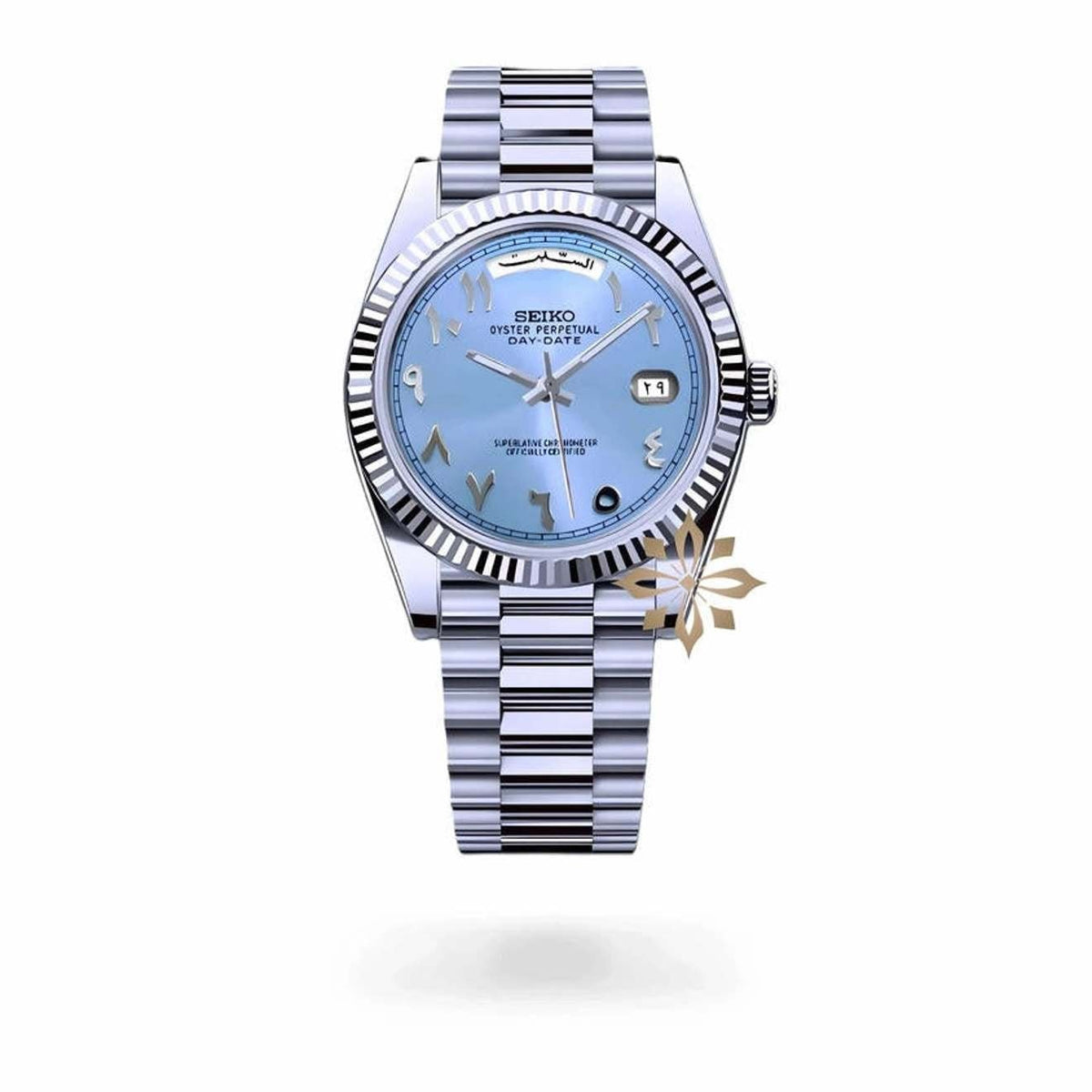 Baby Blue Ice Blue Watch Face Seikojust Mod Daydate Ice Blue