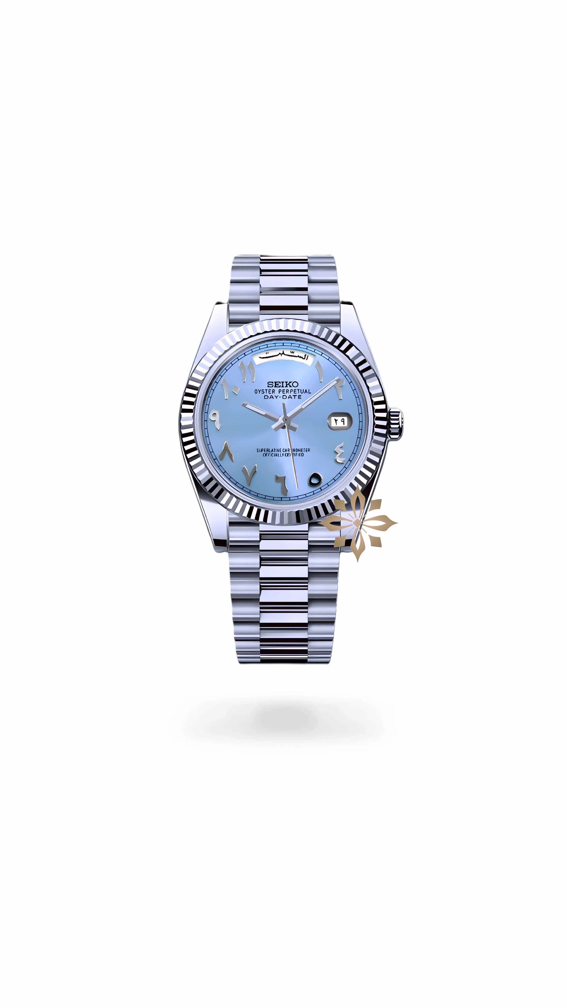 Seikojust mod daydate ice blue arabic automatic watch - Circa Watch Labs