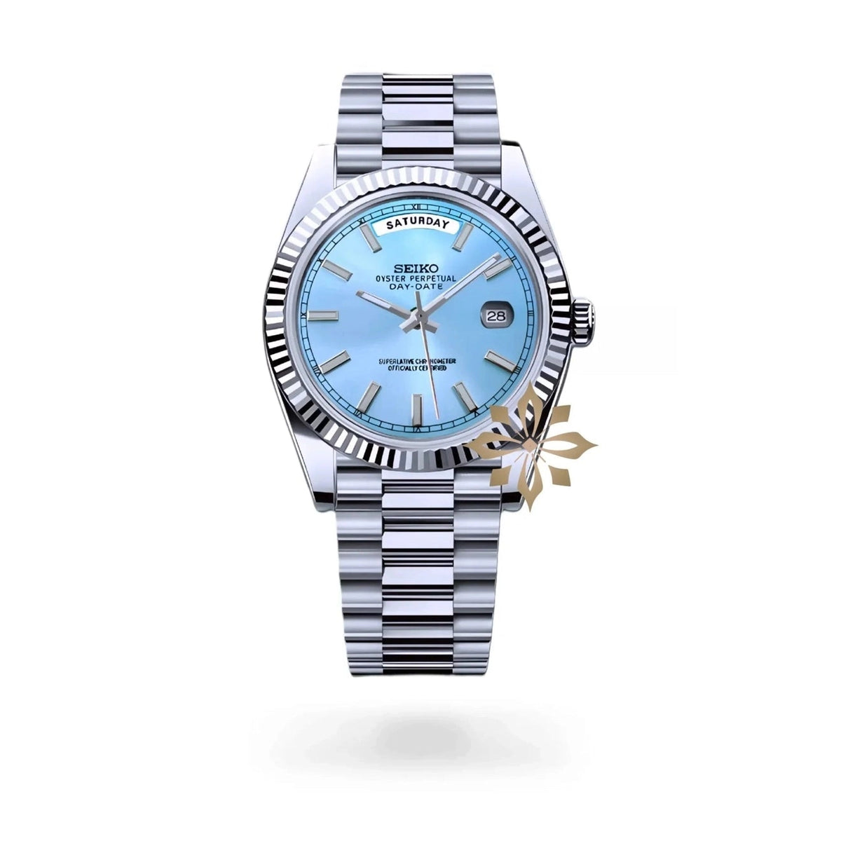 Seikojust mod daydate ice blue automatic watch